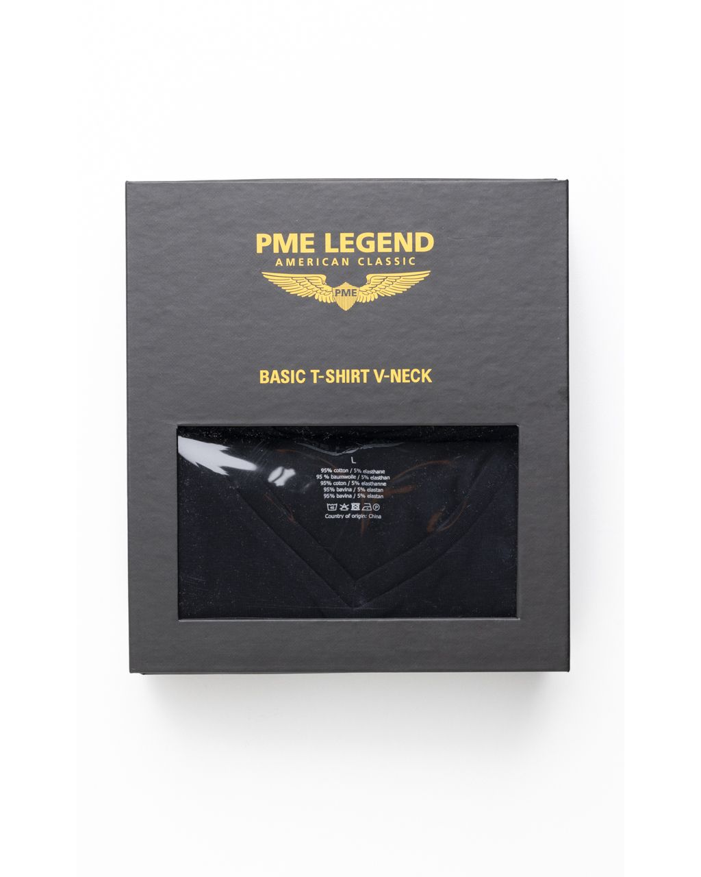 PME Legend Slim fit T-shirt V-hals 2-pack Zwart 070850-001-L