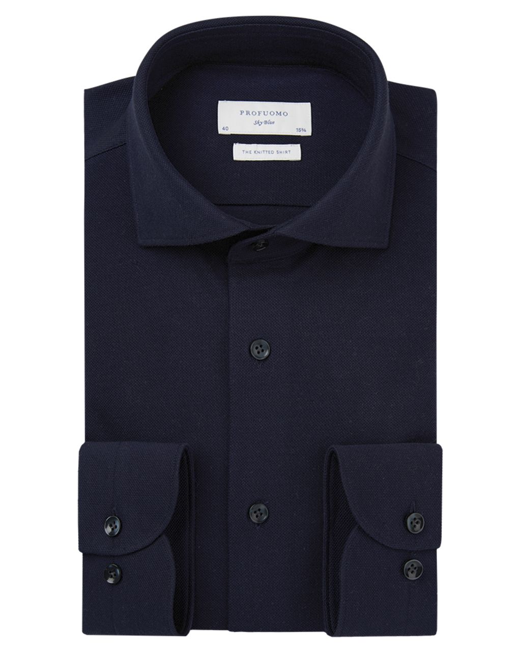 Profuomo Knitted Mercerised Overhemd LM Blauw 071479-001-39