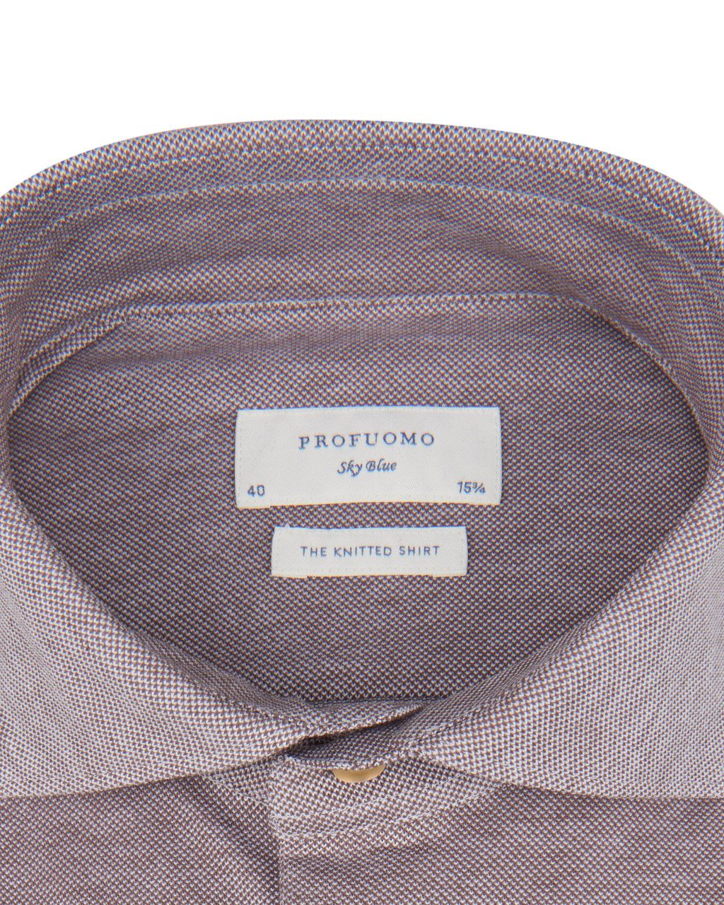 Profuomo Sky Blue Knitted Overhemd LM Camel 071492-001-37