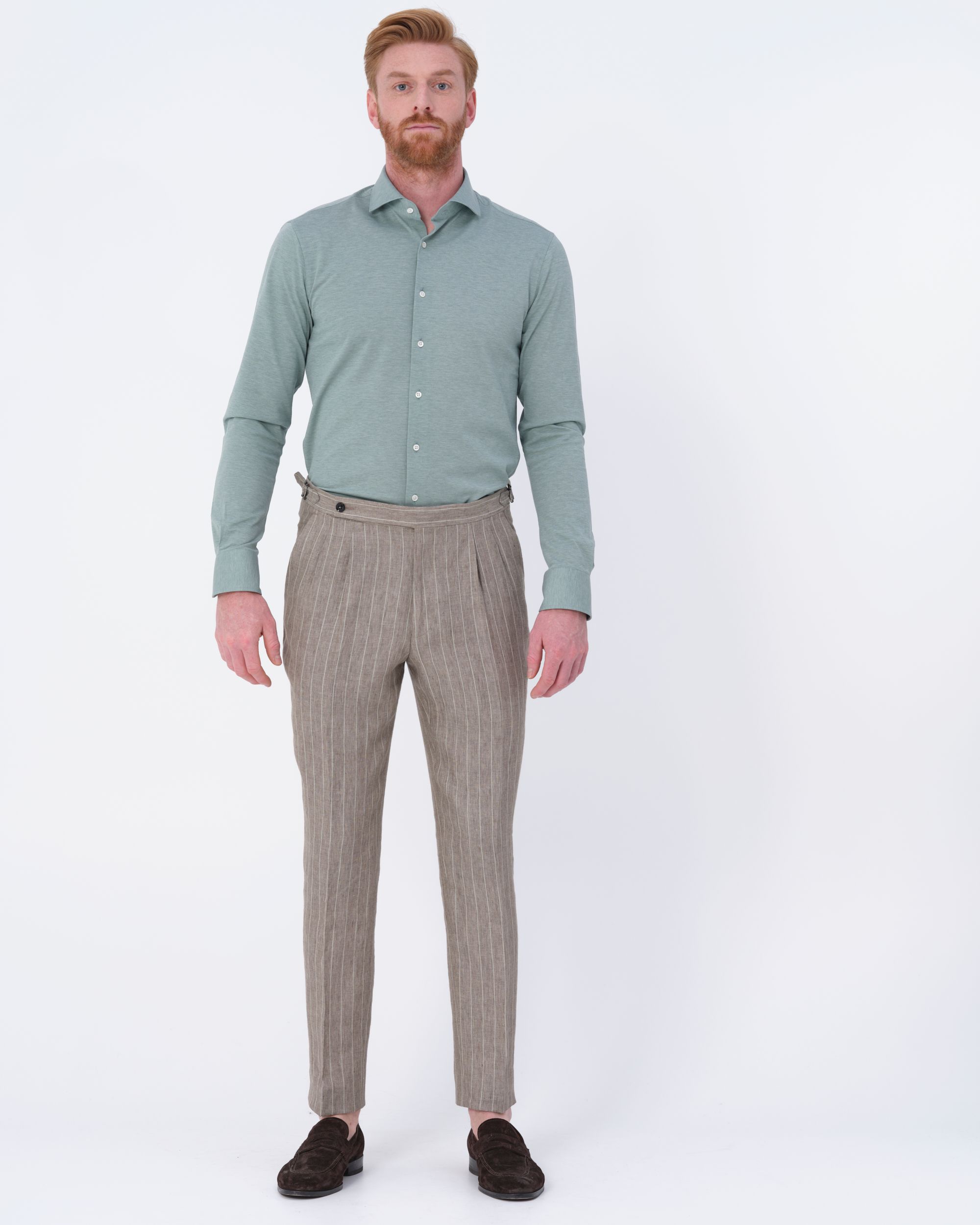 Dutch Dandies Knitted Slim Fit Overhemd LM Deep Grass Green 071718-007-37