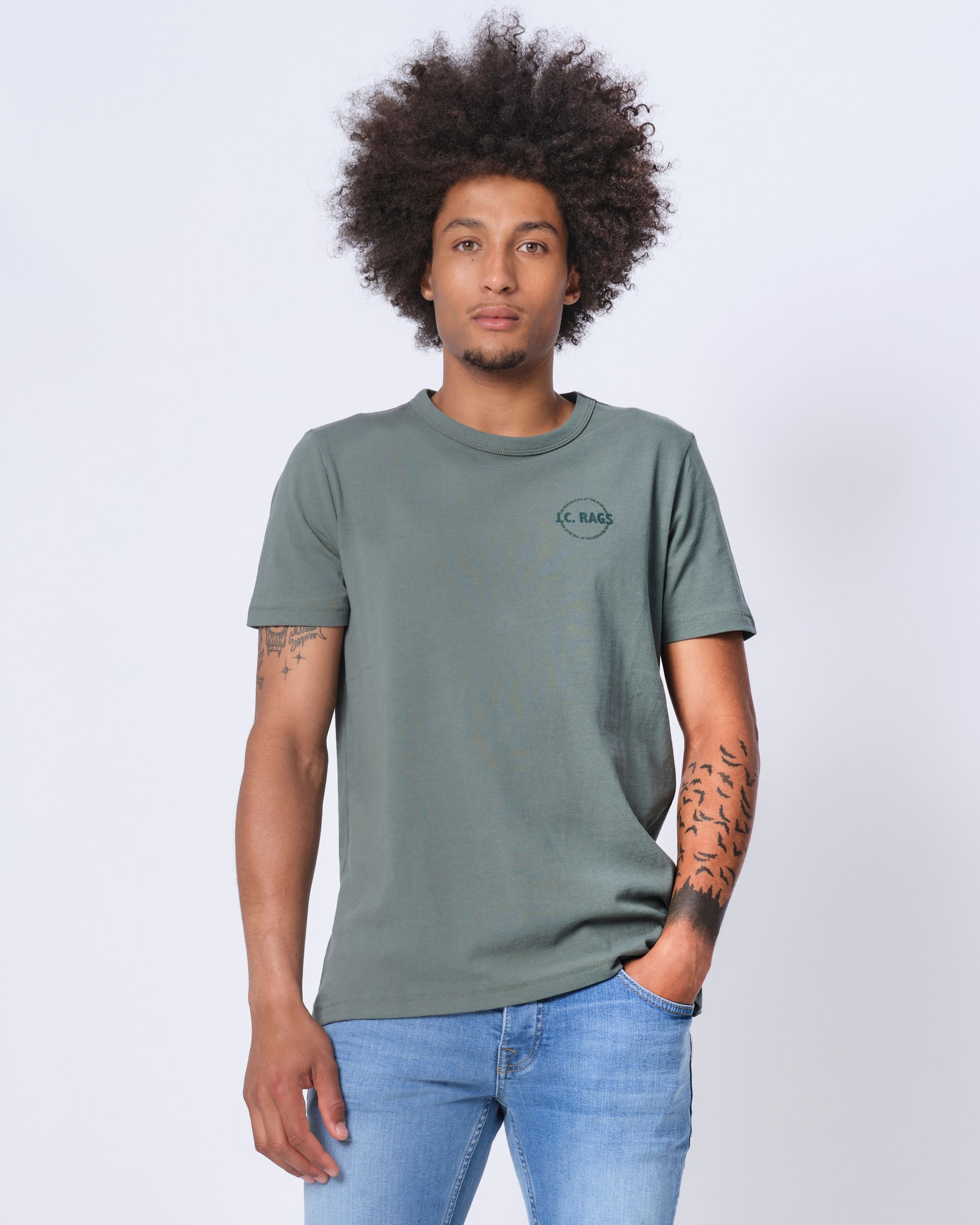 J.C. RAGS Johan T-shirt KM Flessengroen uni 073071-002-L