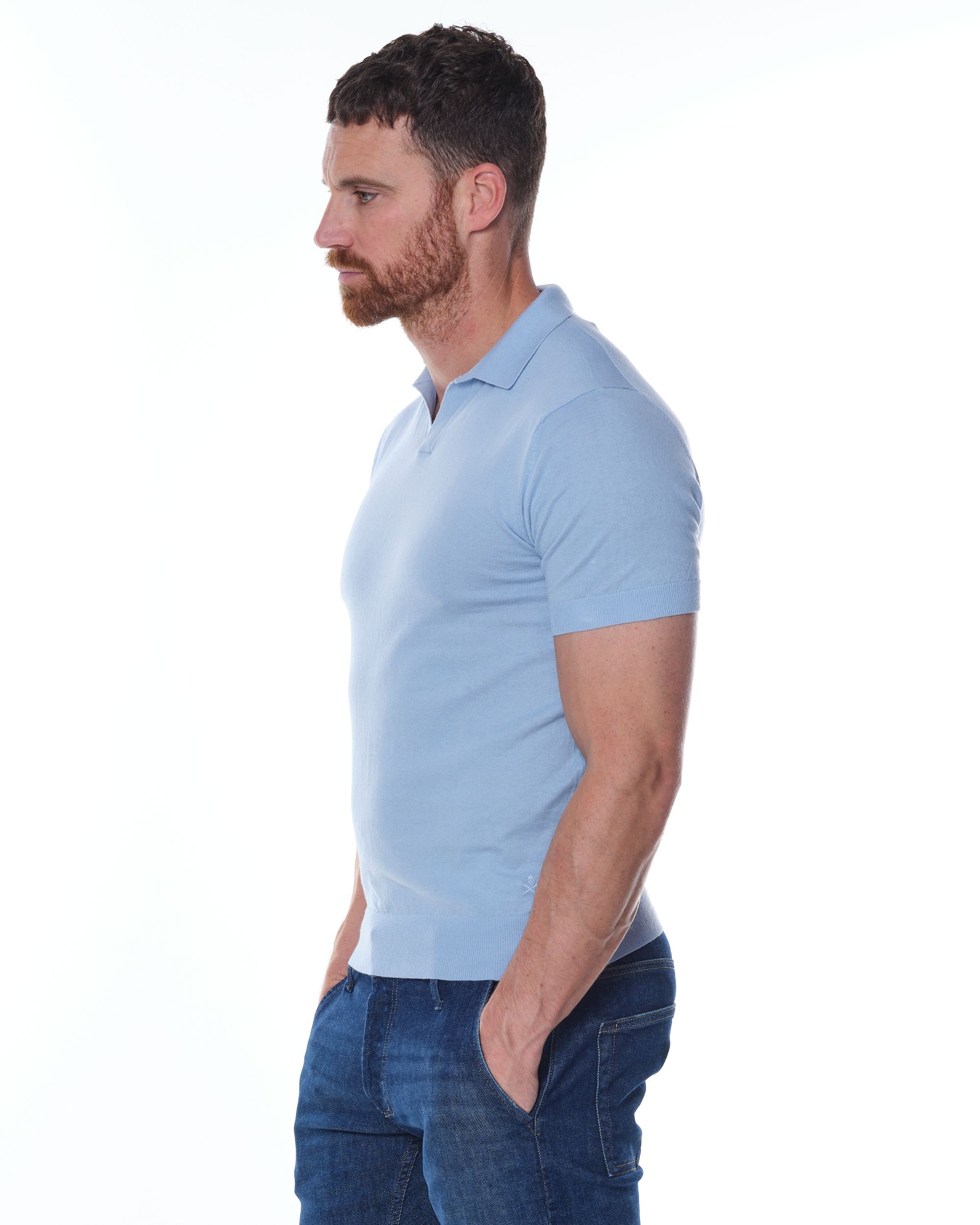 Dutch Dandies Brando Plain Polo  Lichtblauw uni 073179-002-L