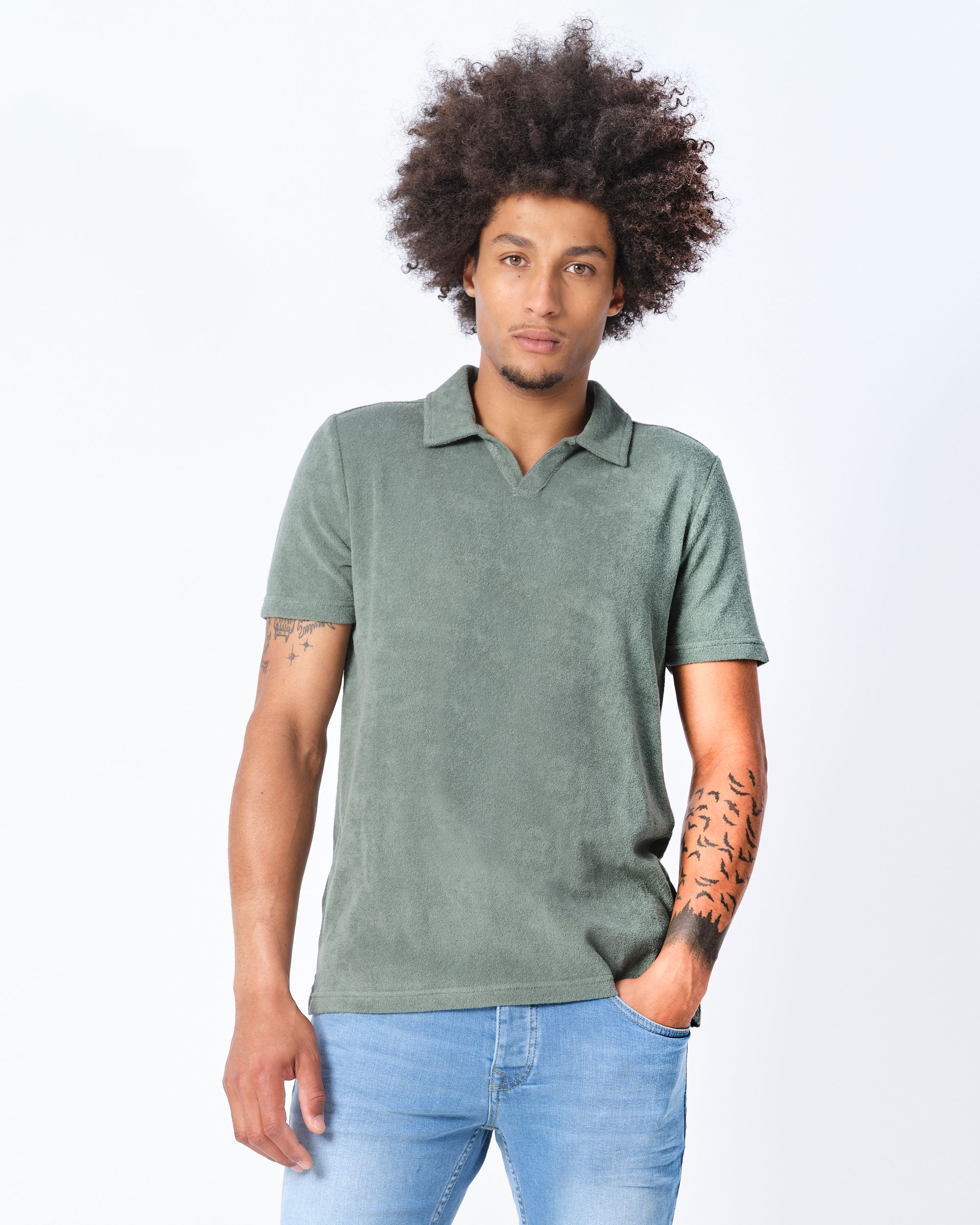 J.C. RAGS Clark Polo KM Flessengroen uni 073956-003-L