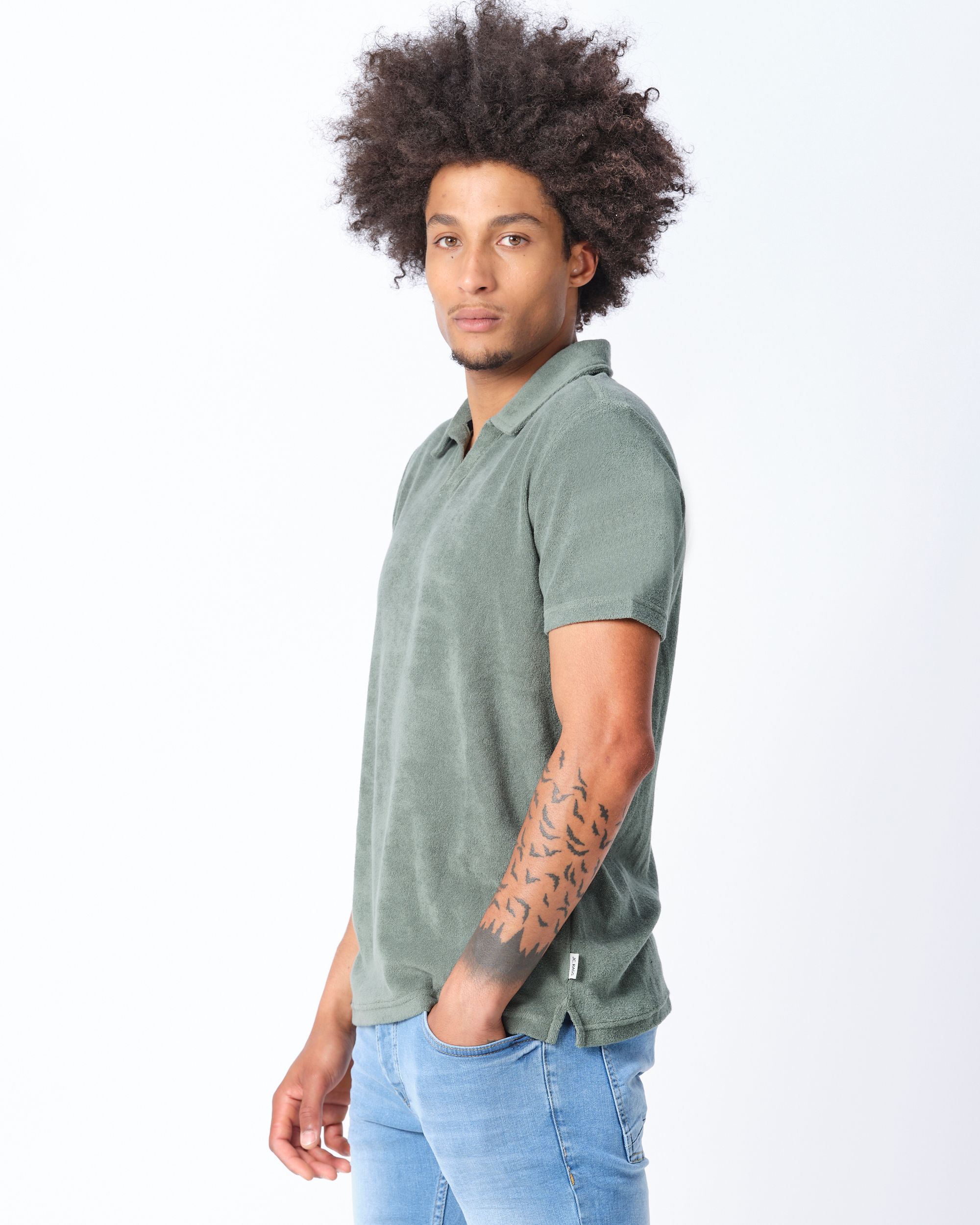 J.C. RAGS Clark Polo KM Flessengroen uni 073956-003-L