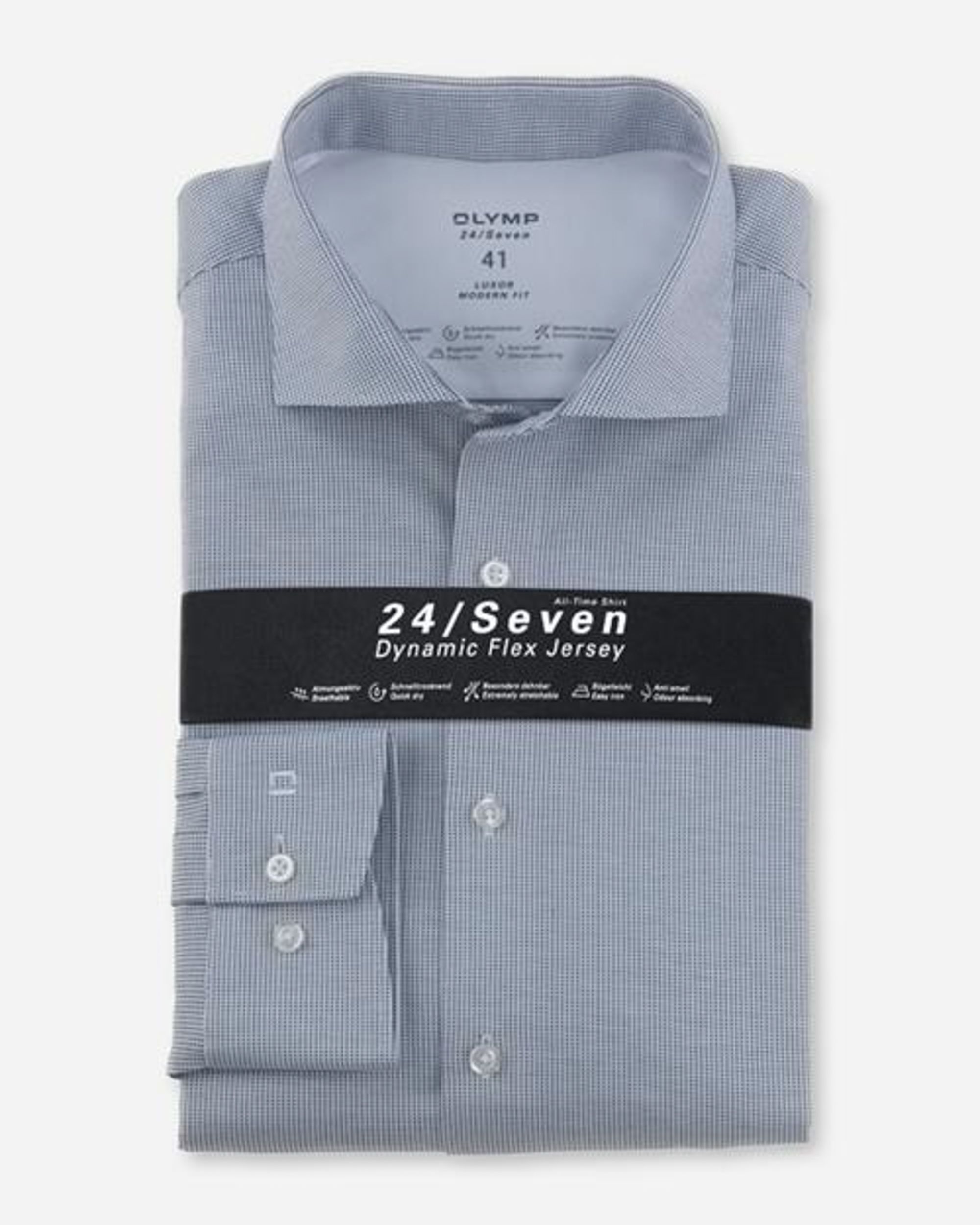 OLYMP 24/Seven Modern Fit Overhemd LM Blauw 074123-001-37