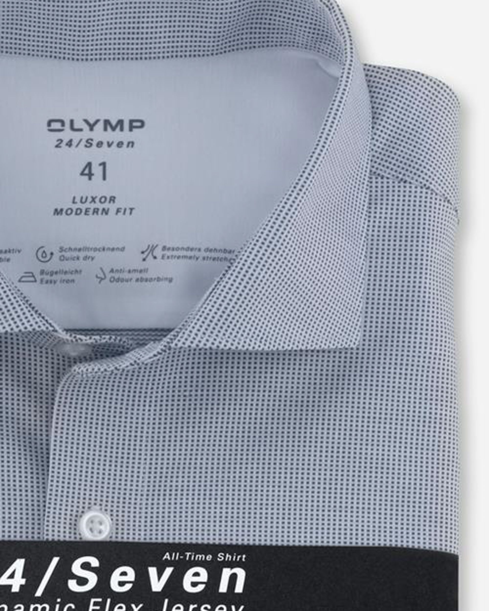 OLYMP 24/Seven Modern Fit Overhemd LM Blauw 074123-001-37