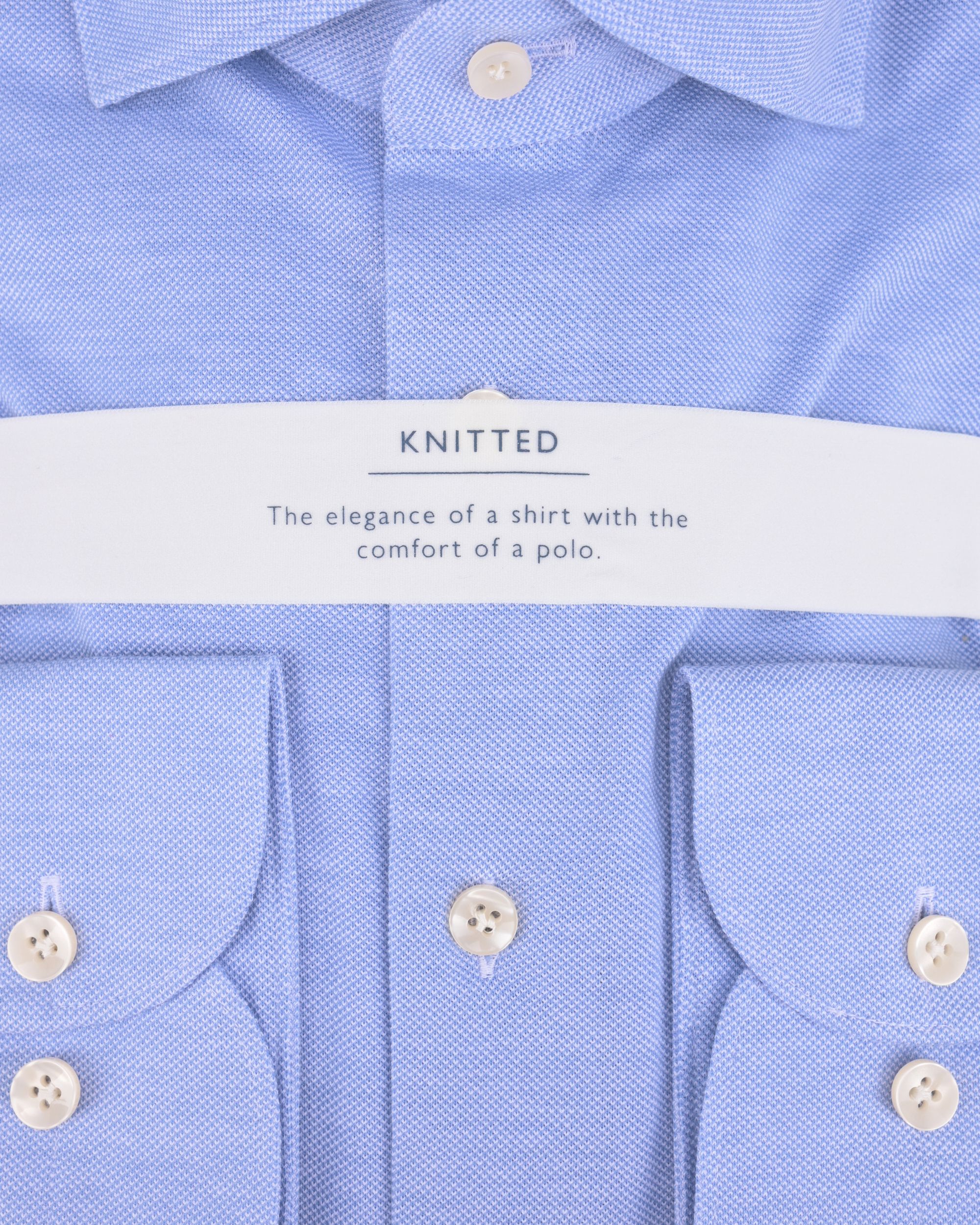 Profuomo Knitted Mercerised Overhemd LM Blauw 075257-001-37