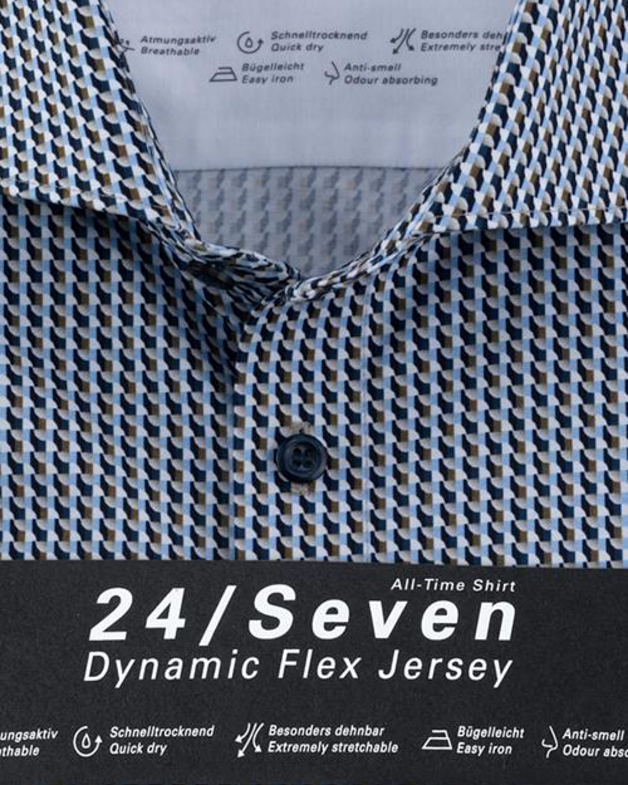 OLYMP 24/Seven Level 5 Overhemd KM Blauw 075690-001-37