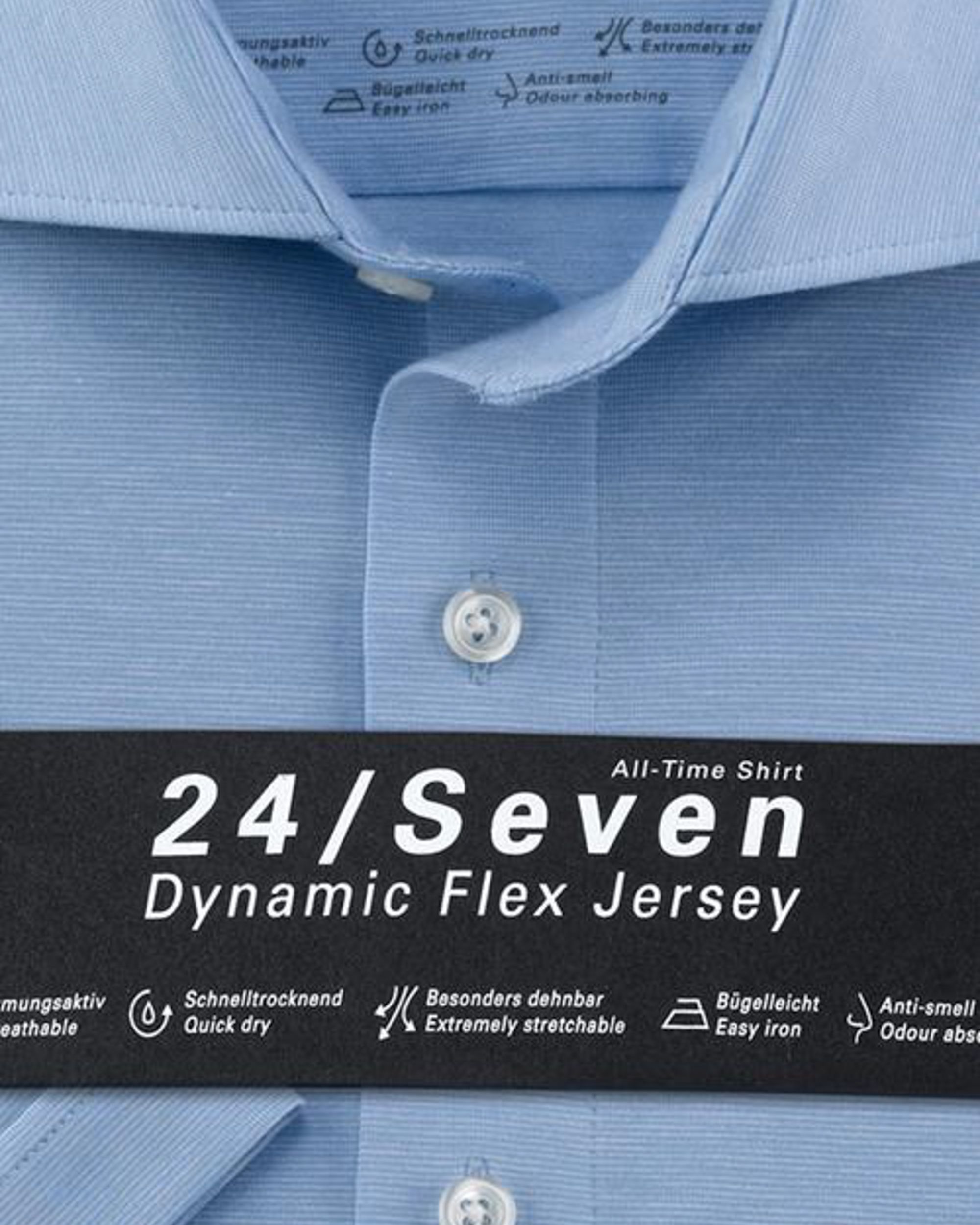 OLYMP 24/Seven Modern Fit Overhemd KM Blauw 075691-001-47