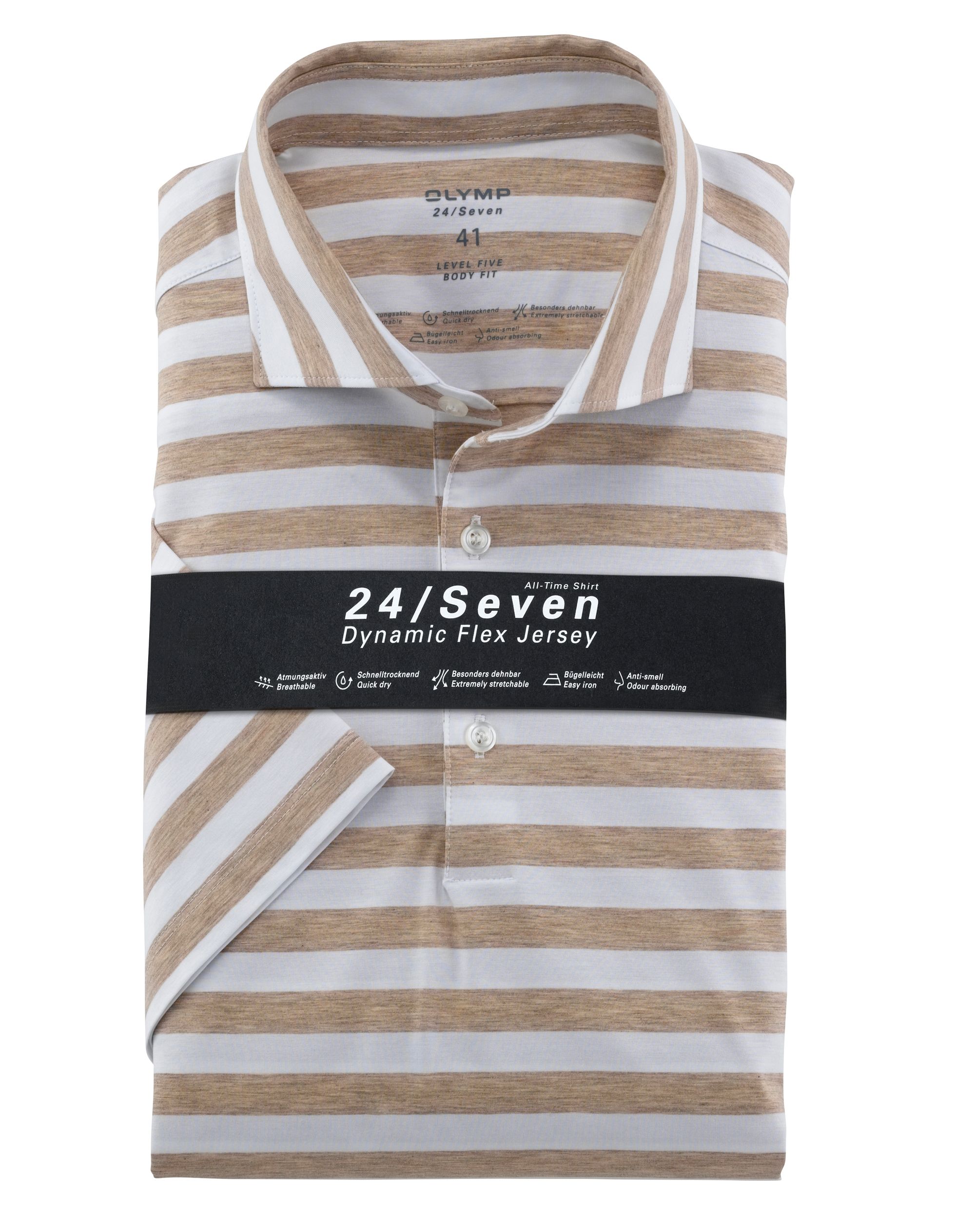 OLYMP 24/Seven Level 5 Overhemd KM Beige 075699-001-37