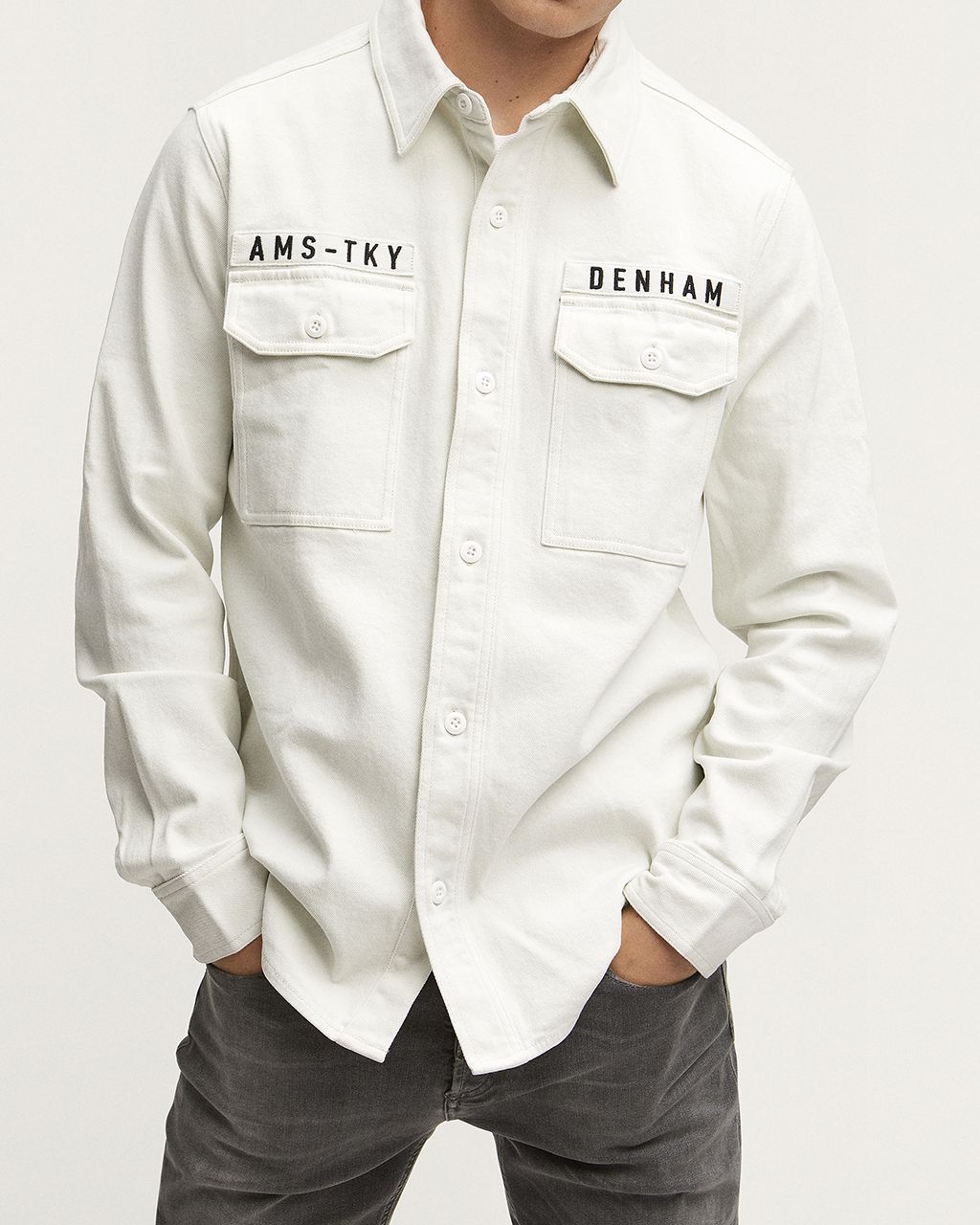 DENHAM Burton Overshirt Off white 075827-001-L