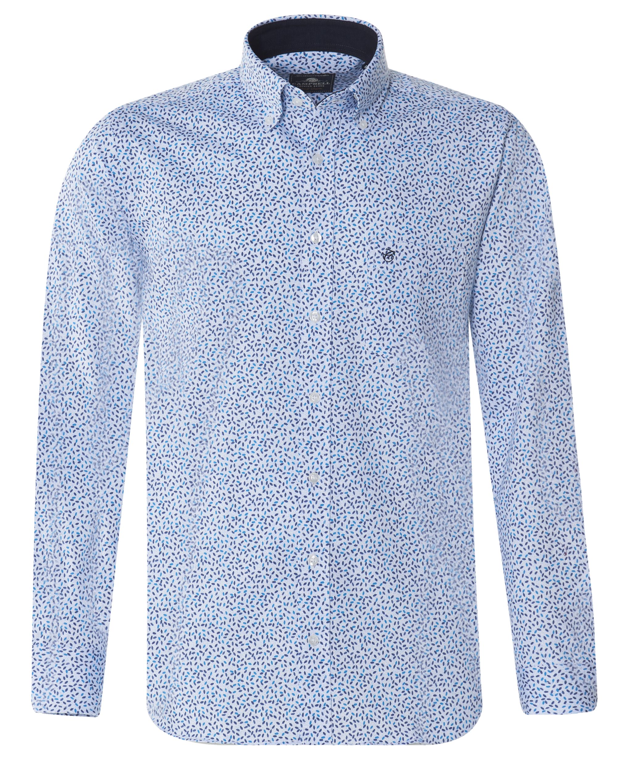 Campbell Casual Overhemd LM Blauw dessin 076482-001-L