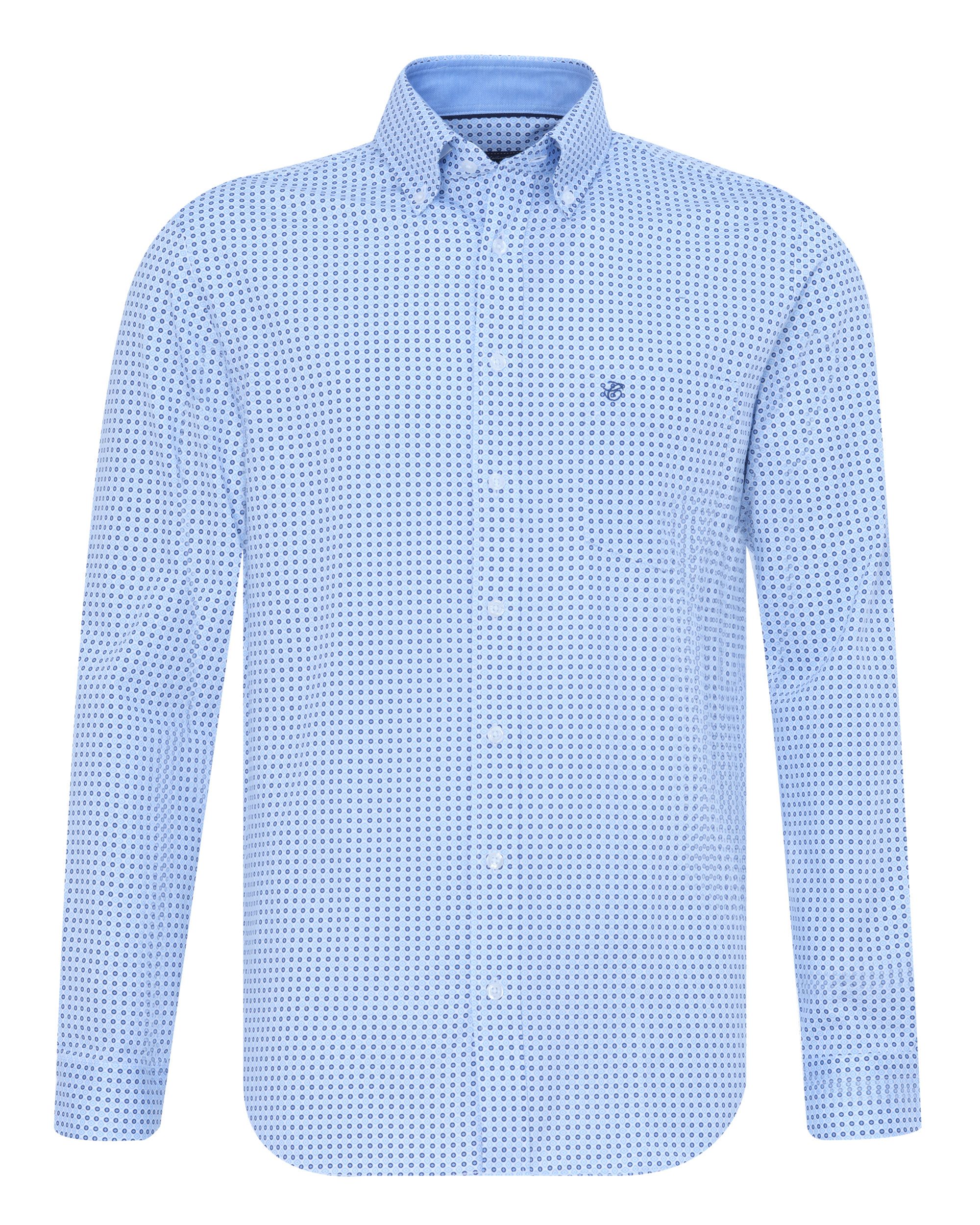 Campbell Casual Overhemd LM Middenblauw dessin 076482-004-L
