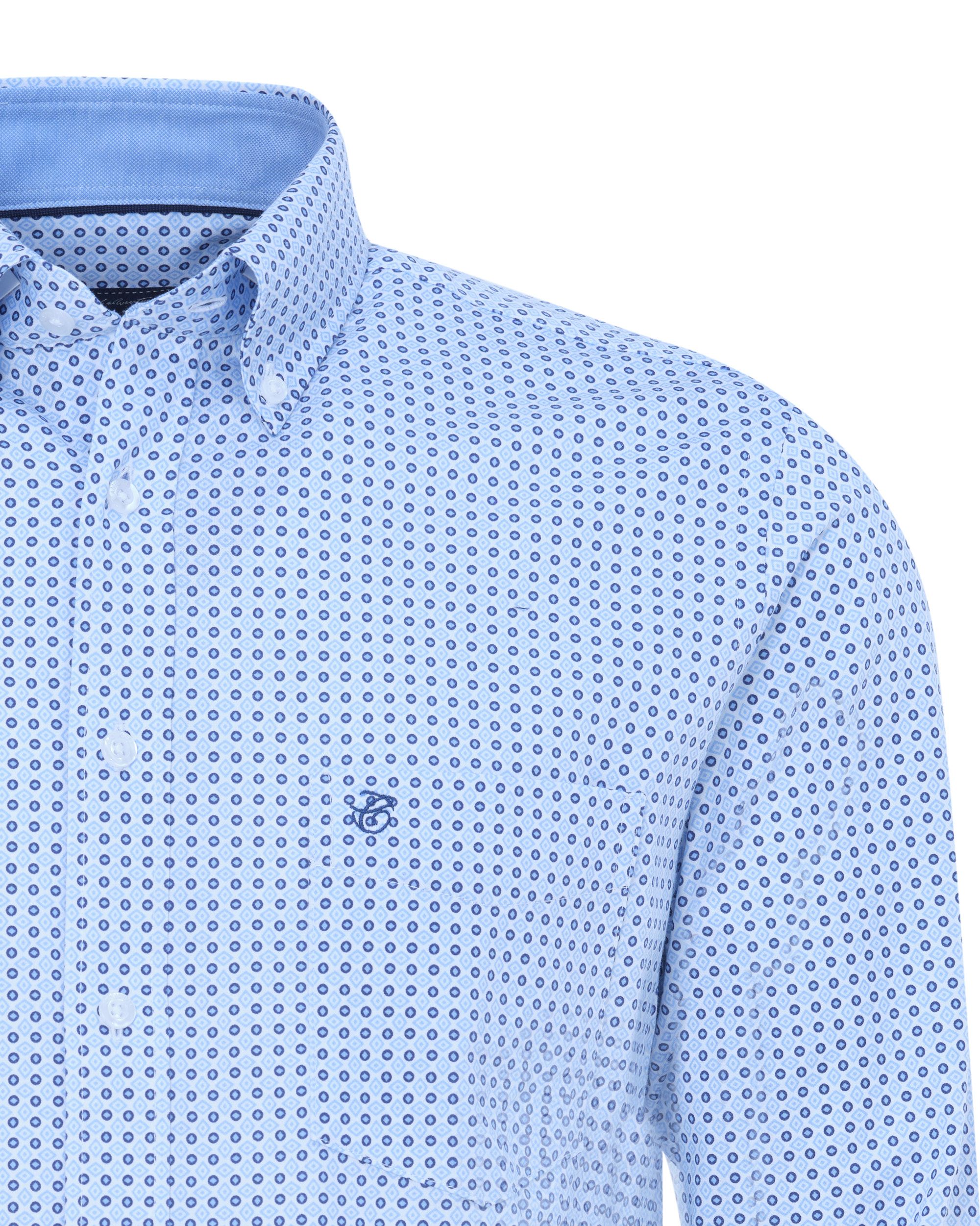 Campbell Casual Overhemd LM Middenblauw dessin 076482-004-L