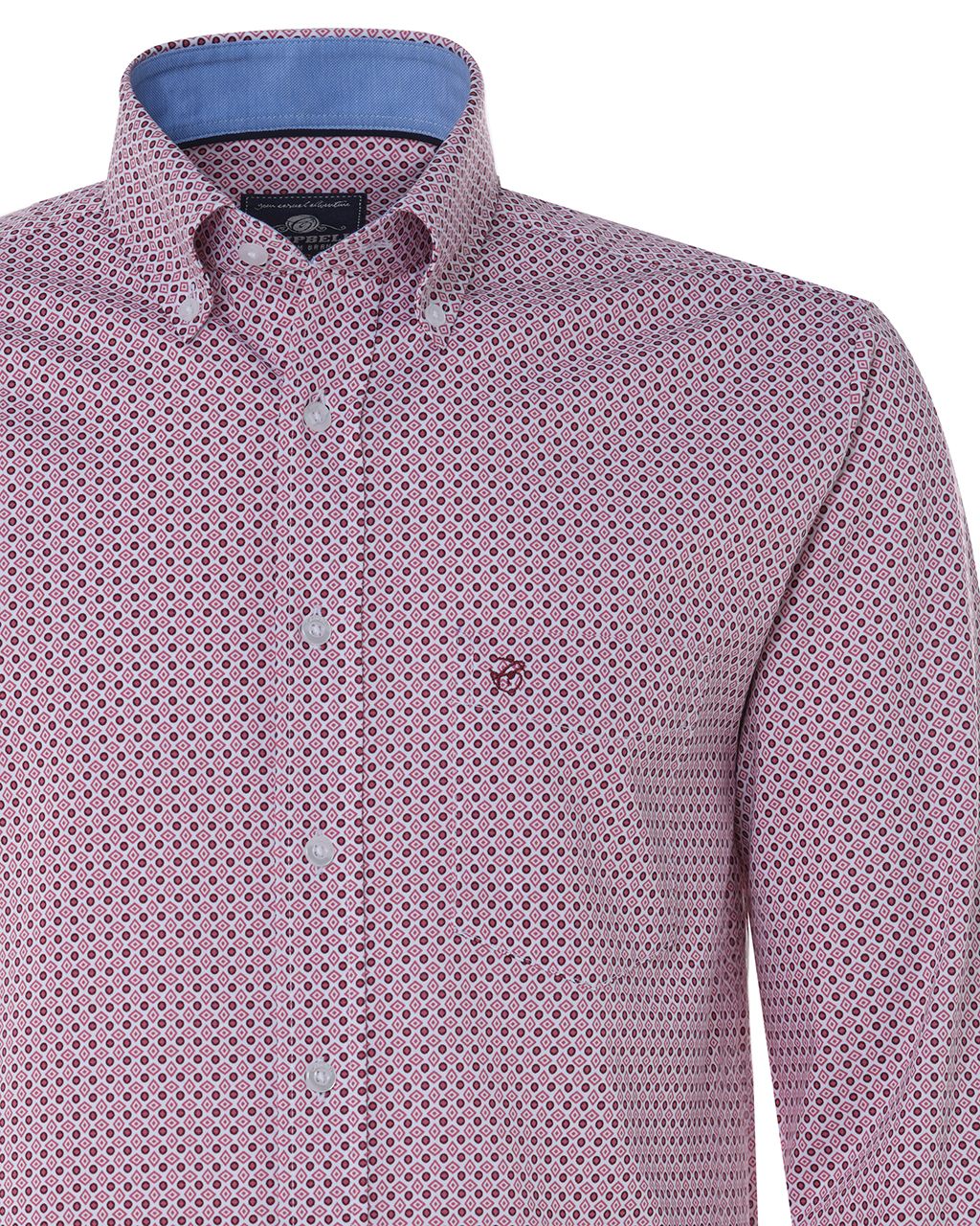 Campbell Casual Overhemd LM Roze print 076482-006-L