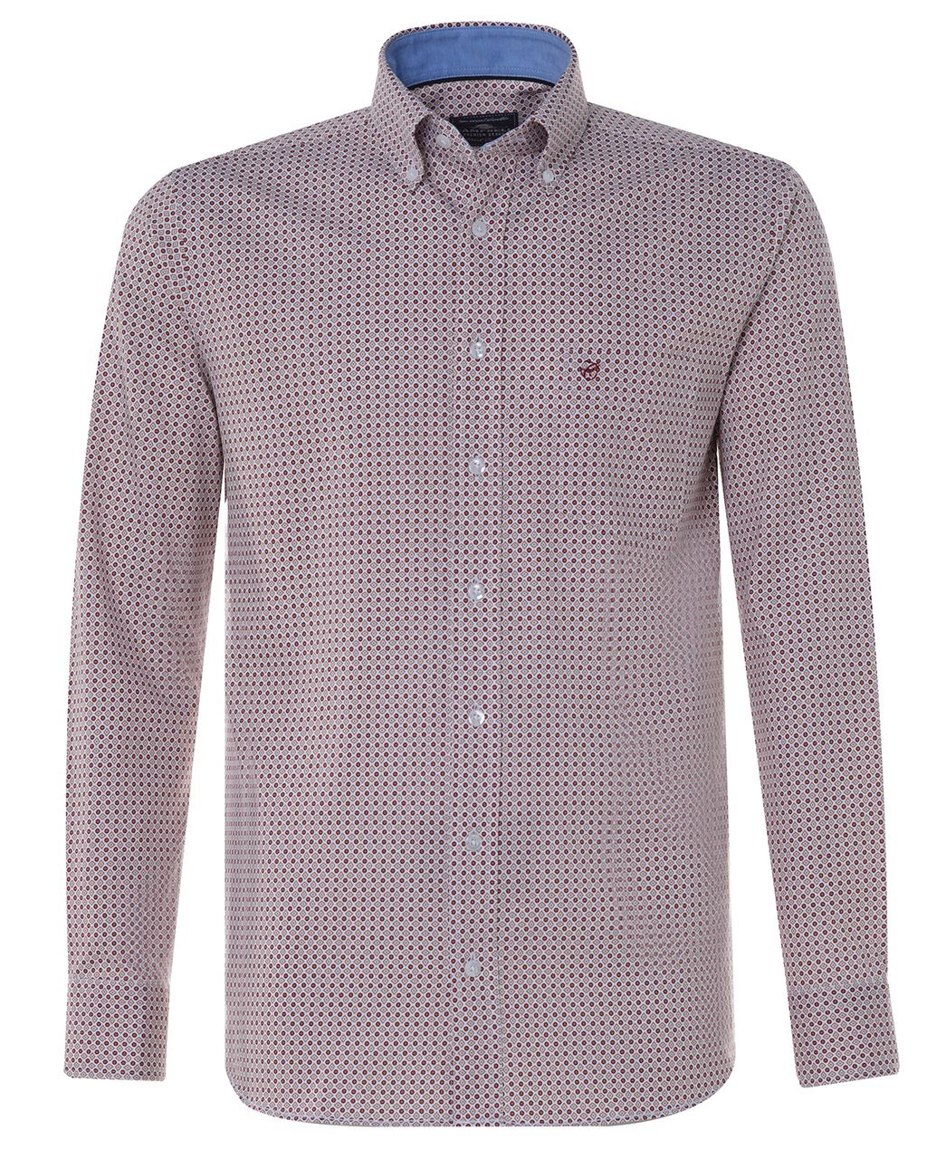 Campbell Casual Overhemd LM Beige print 076482-007-L