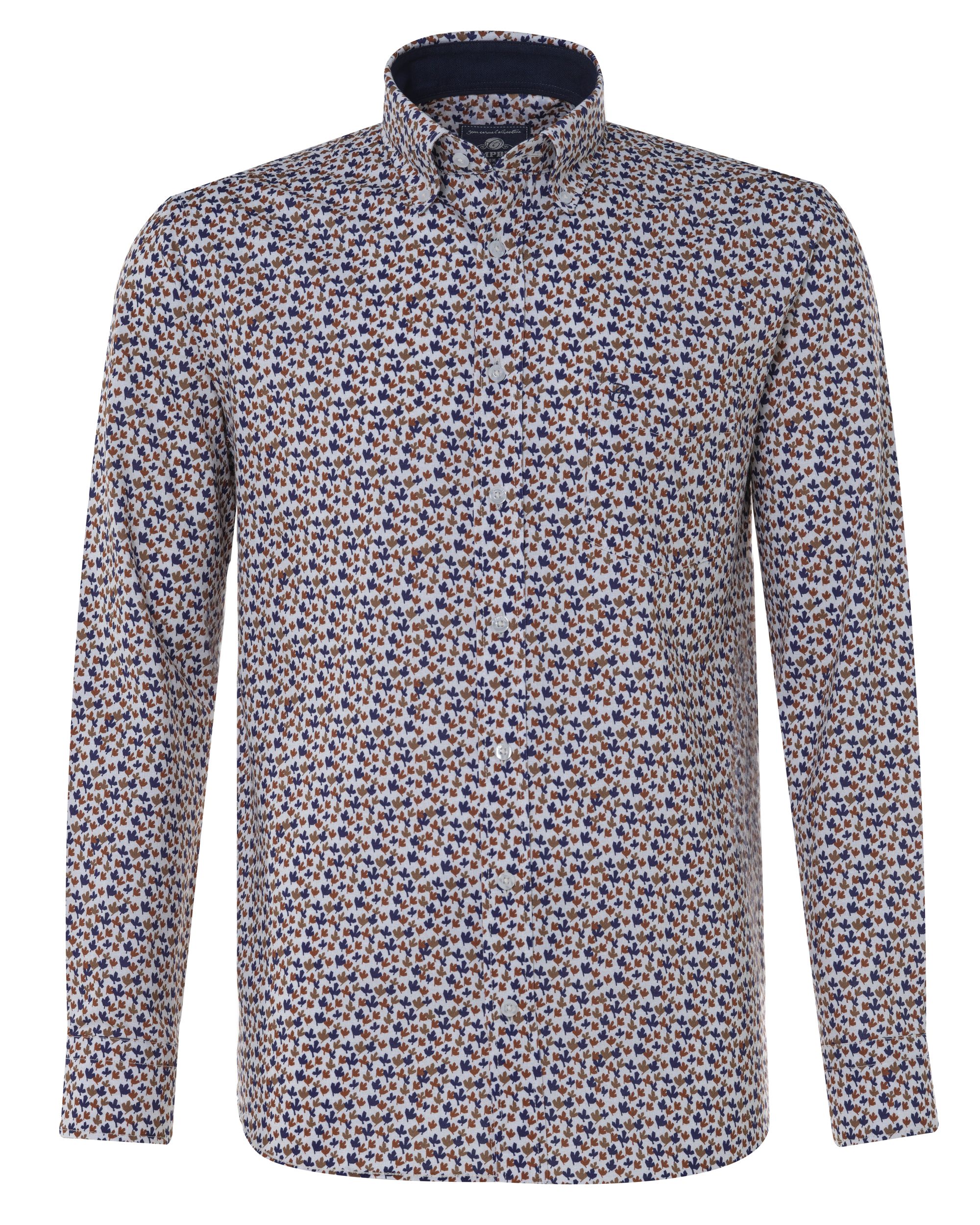 Campbell Casual Overhemd LM Bruin print 076482-013-L