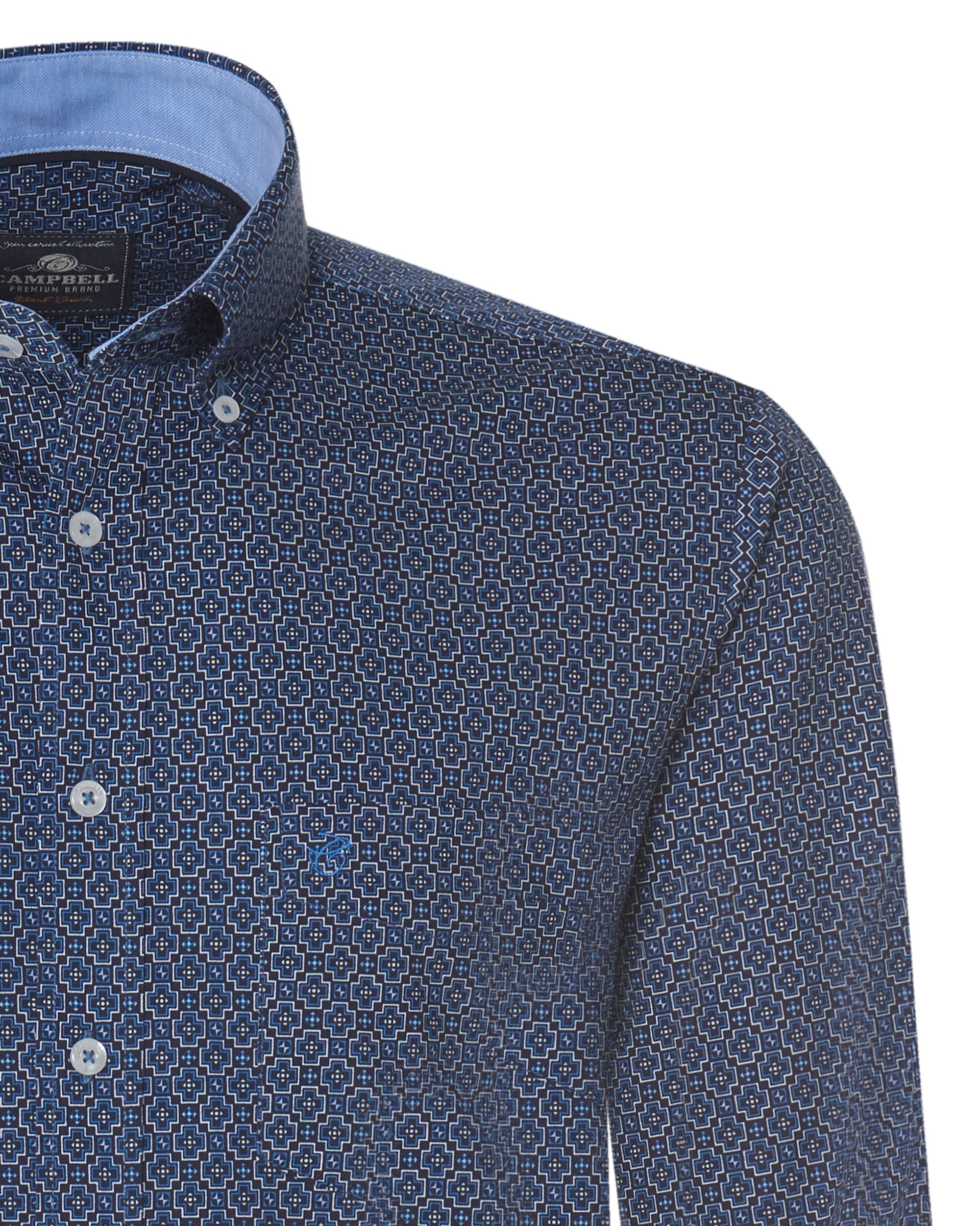 Campbell Casual Overhemd LM Donkerblauw print 076482-014-L