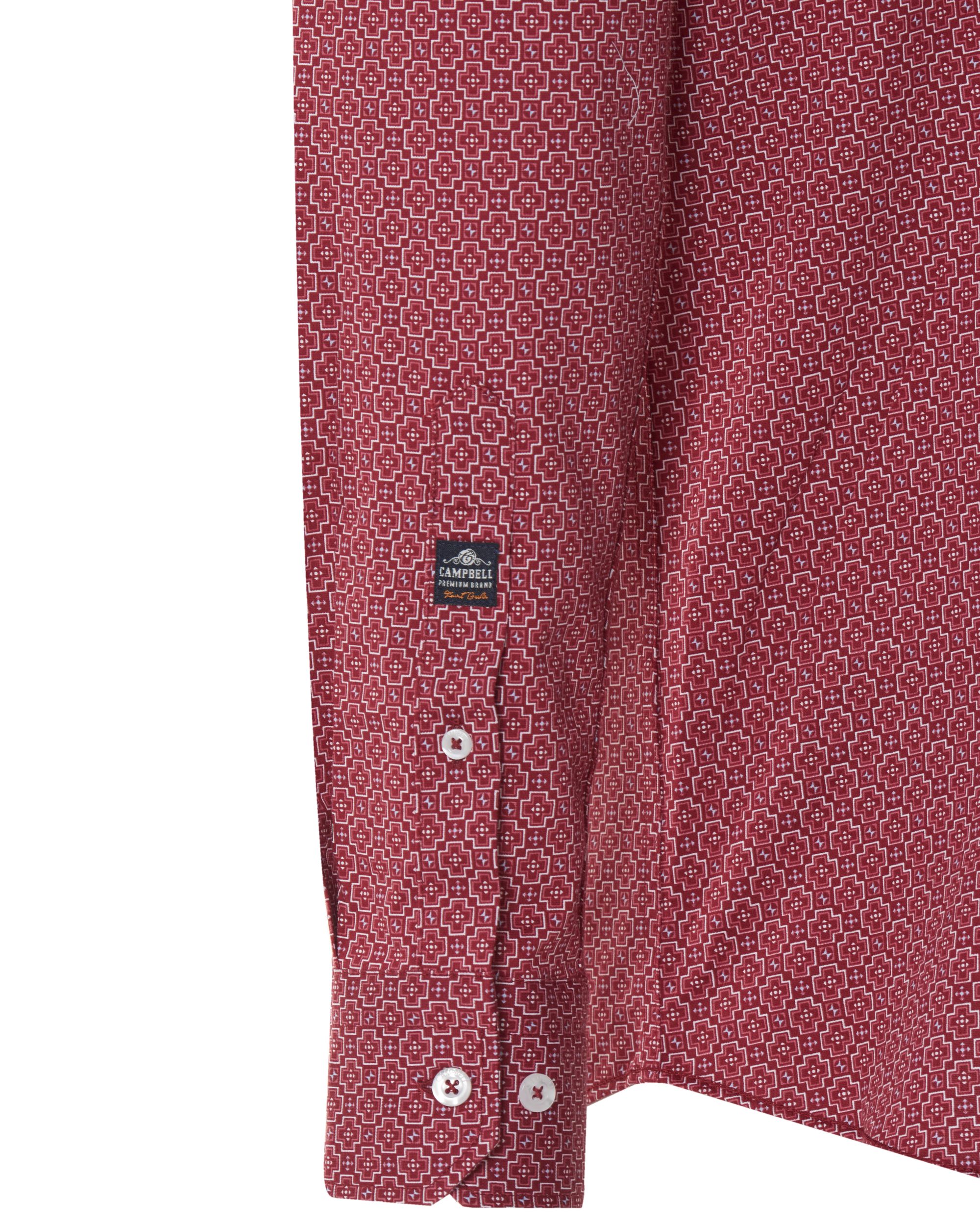 Campbell Classic Casual Overhemd LM Donkerrood print 076482-015-L