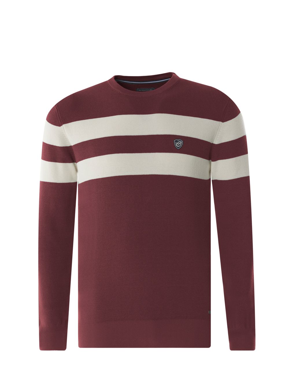 Campbell Wellington Trui ronde hals  Bordeaux streep 077629-002-L
