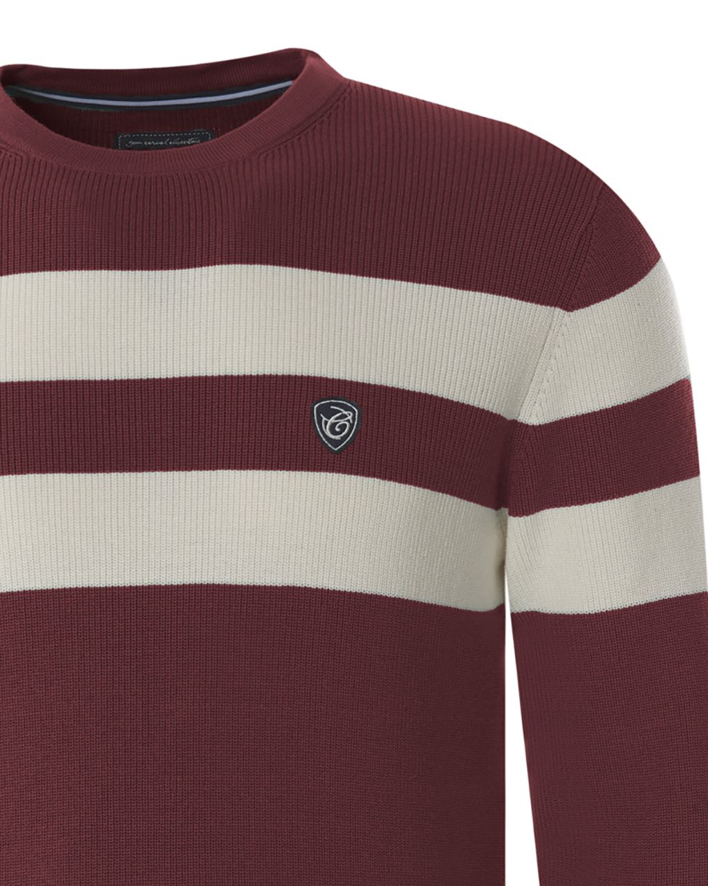 Campbell Wellington Trui ronde hals  Bordeaux streep 077629-002-L