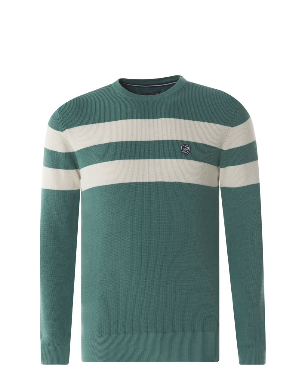 Campbell Wellington Trui ronde hals  Blauwgroen streep 077629-003-L