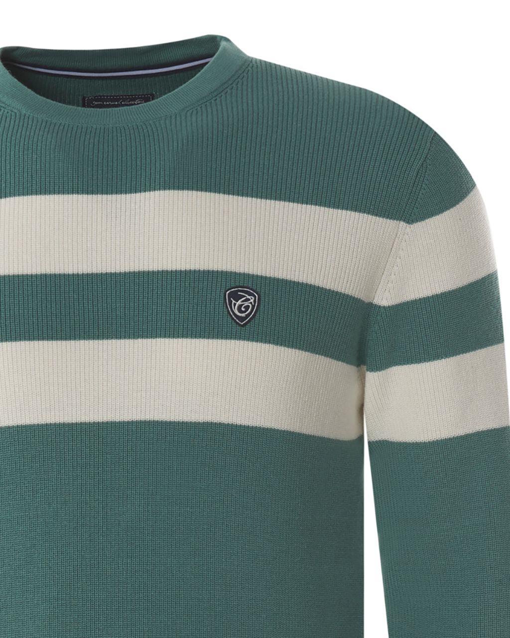 Campbell Wellington Trui ronde hals  Blauwgroen streep 077629-003-L