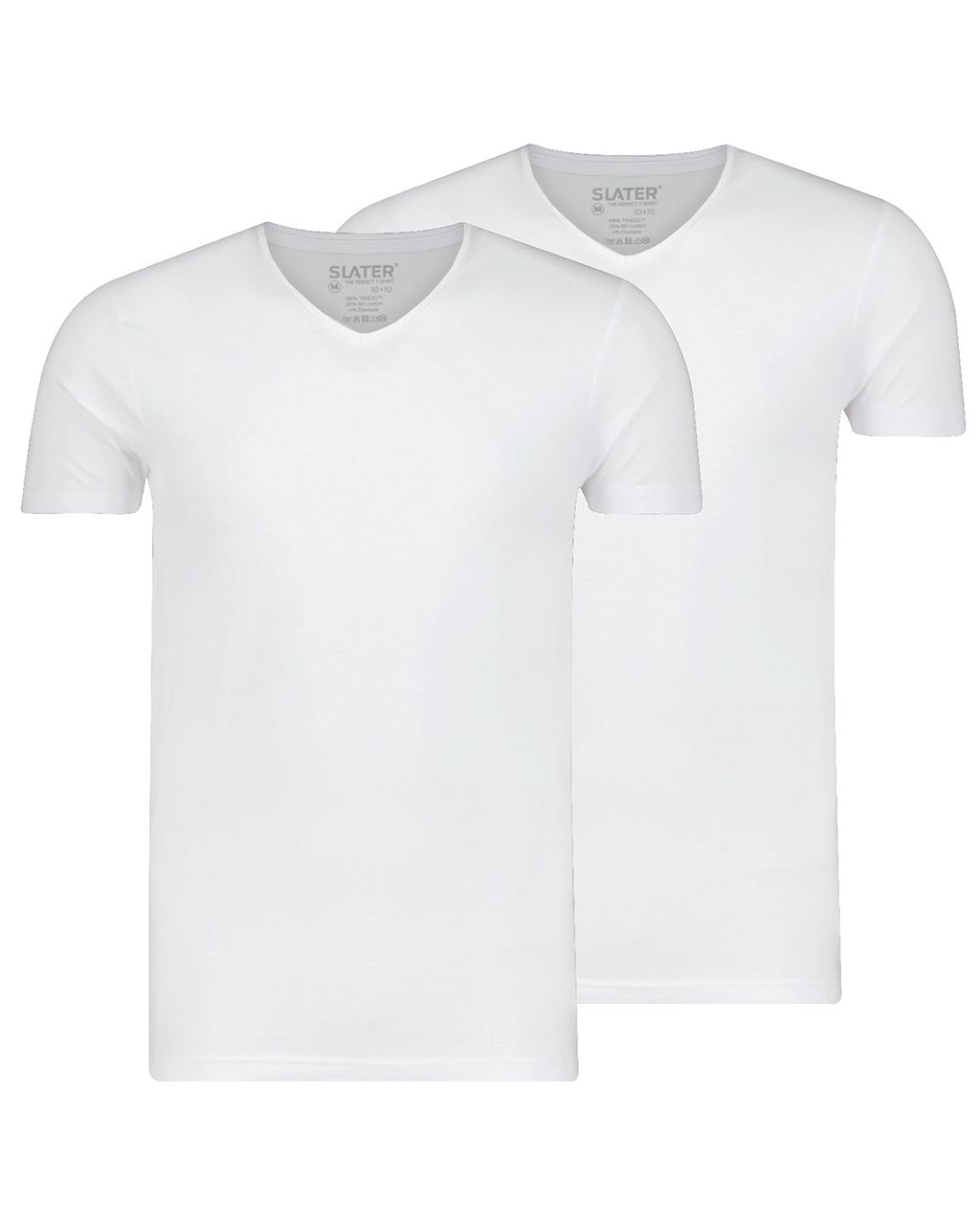 Slater 10+10 Tencel 2-pack T-shirt V-neck Wit 077670-001-3XL