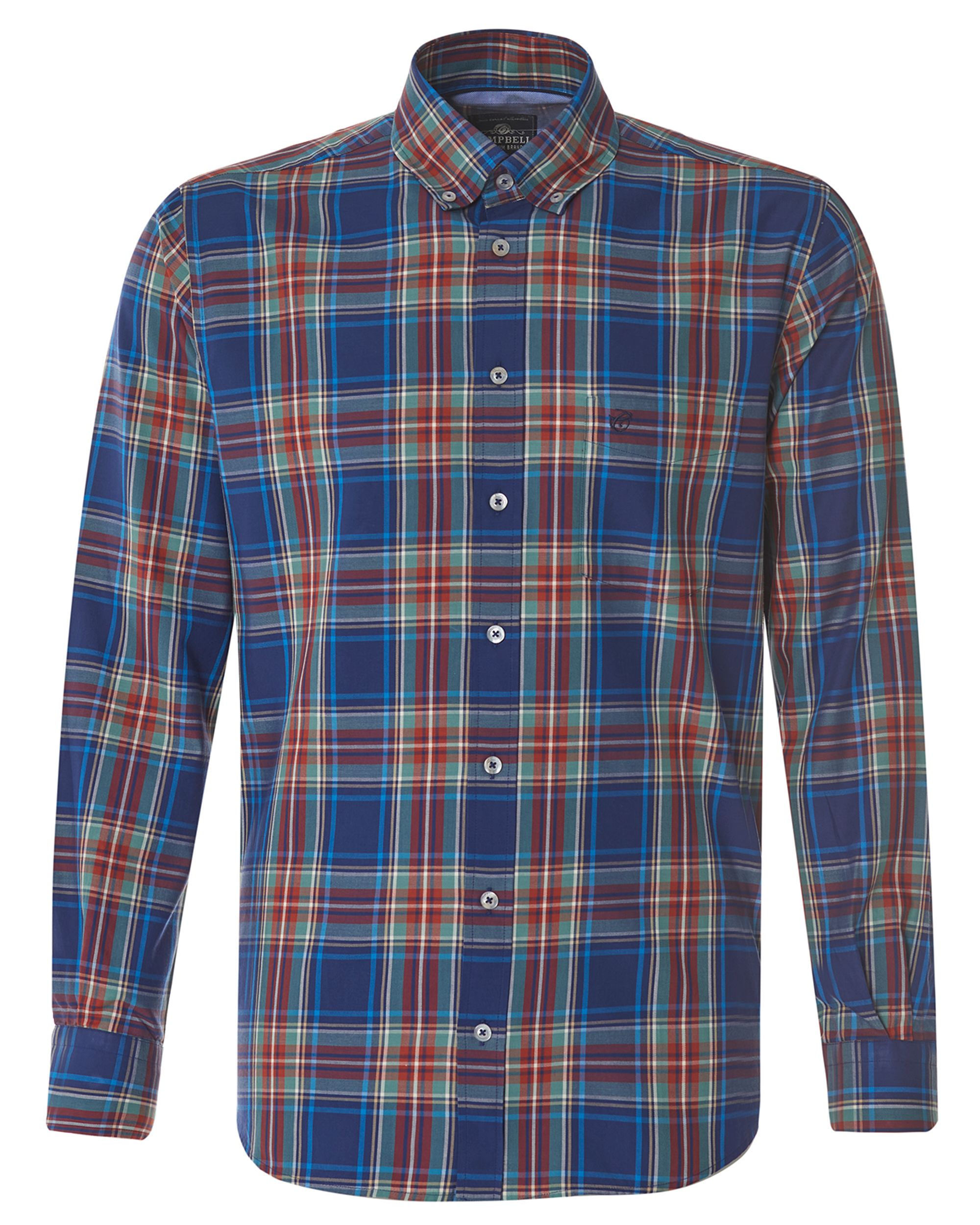 Campbell Casual Overhemd LM Blauw grote ruit 077710-001-L
