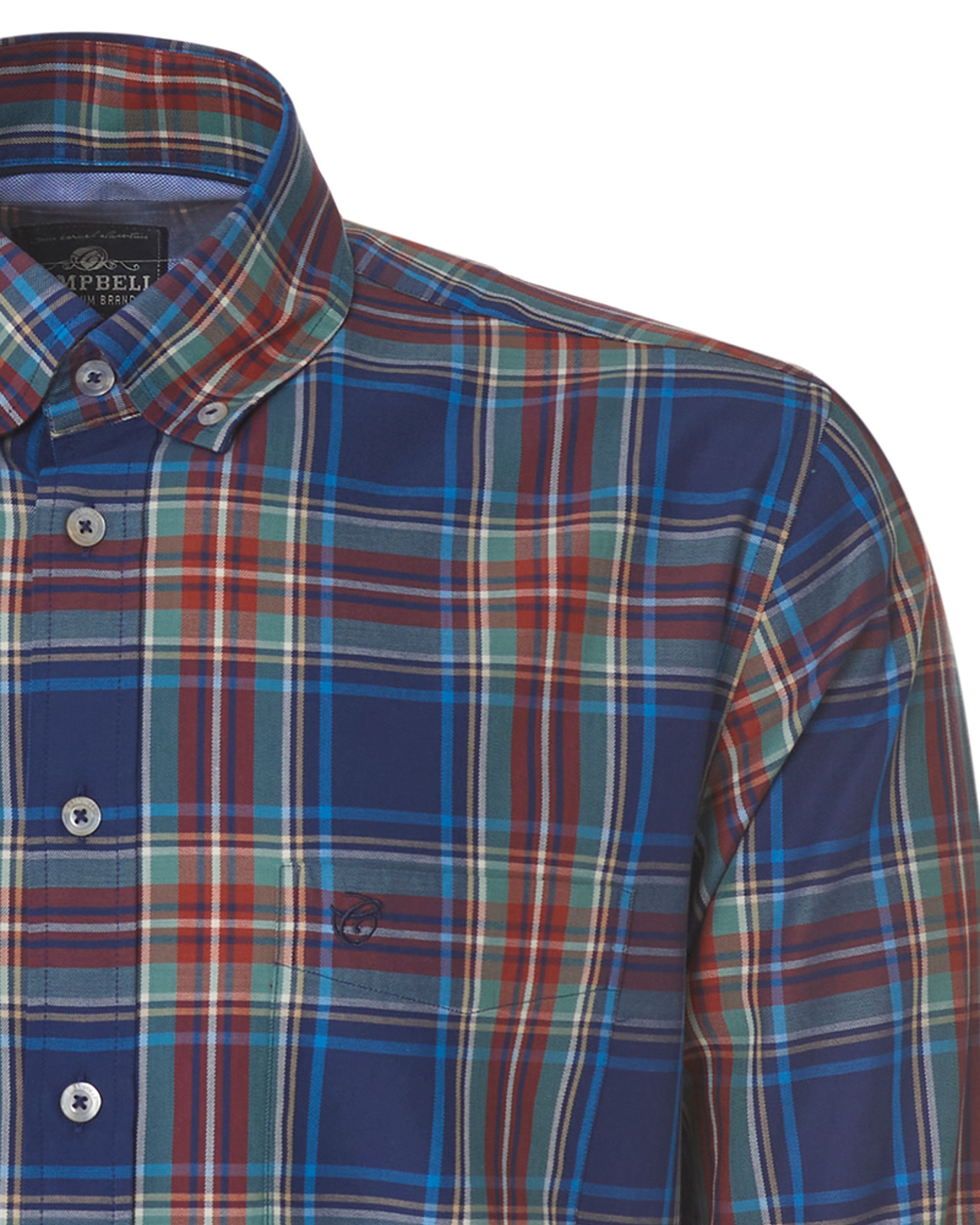 Campbell Casual Overhemd LM Blauw grote ruit 077710-001-L