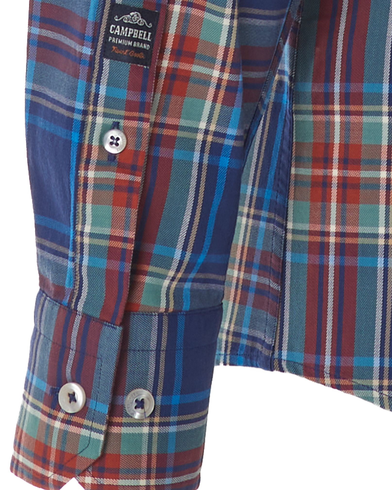 Campbell Casual Overhemd LM Blauw grote ruit 077710-001-L