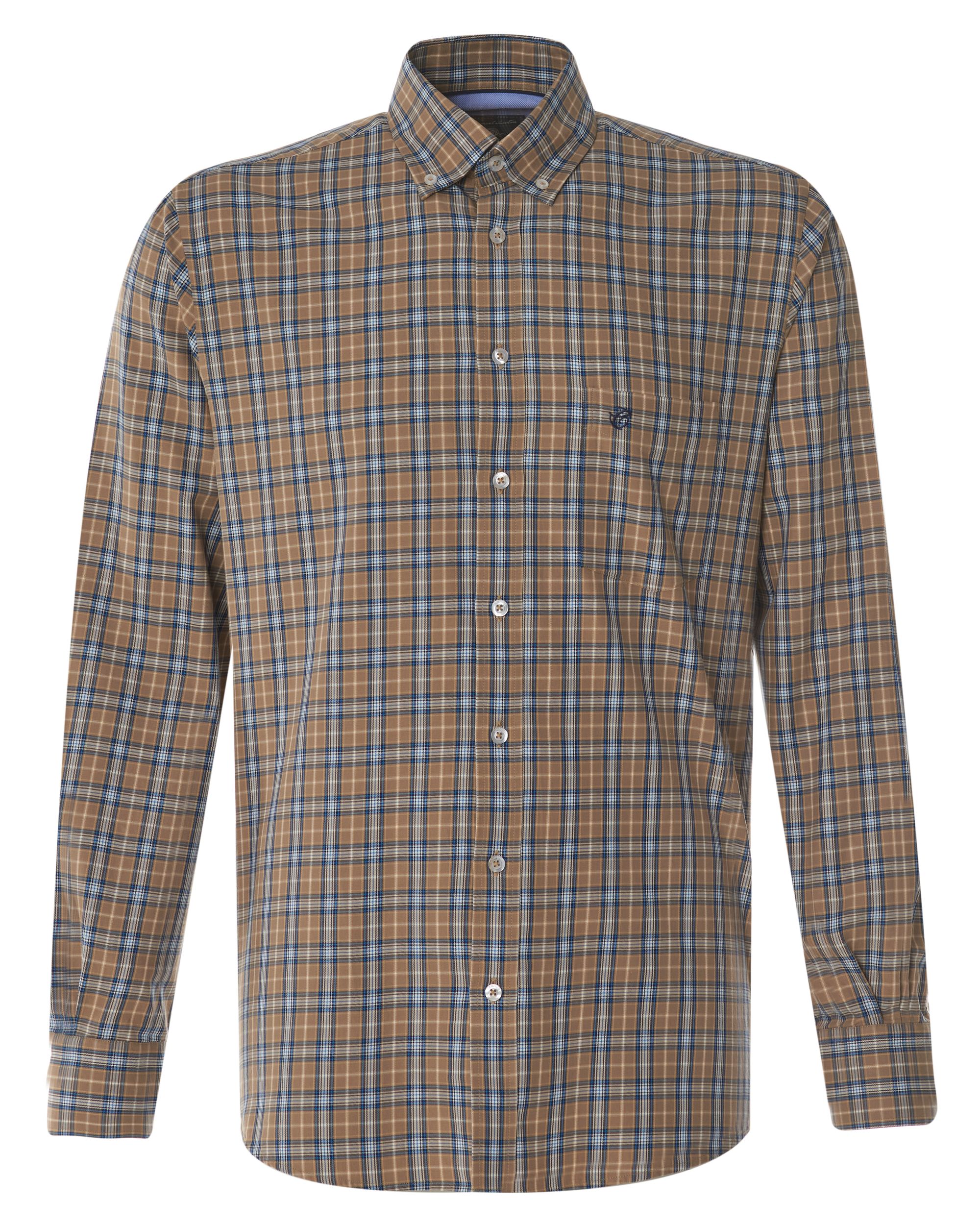 Campbell Casual Overhemd LM Beige kleine ruit 077710-008-L