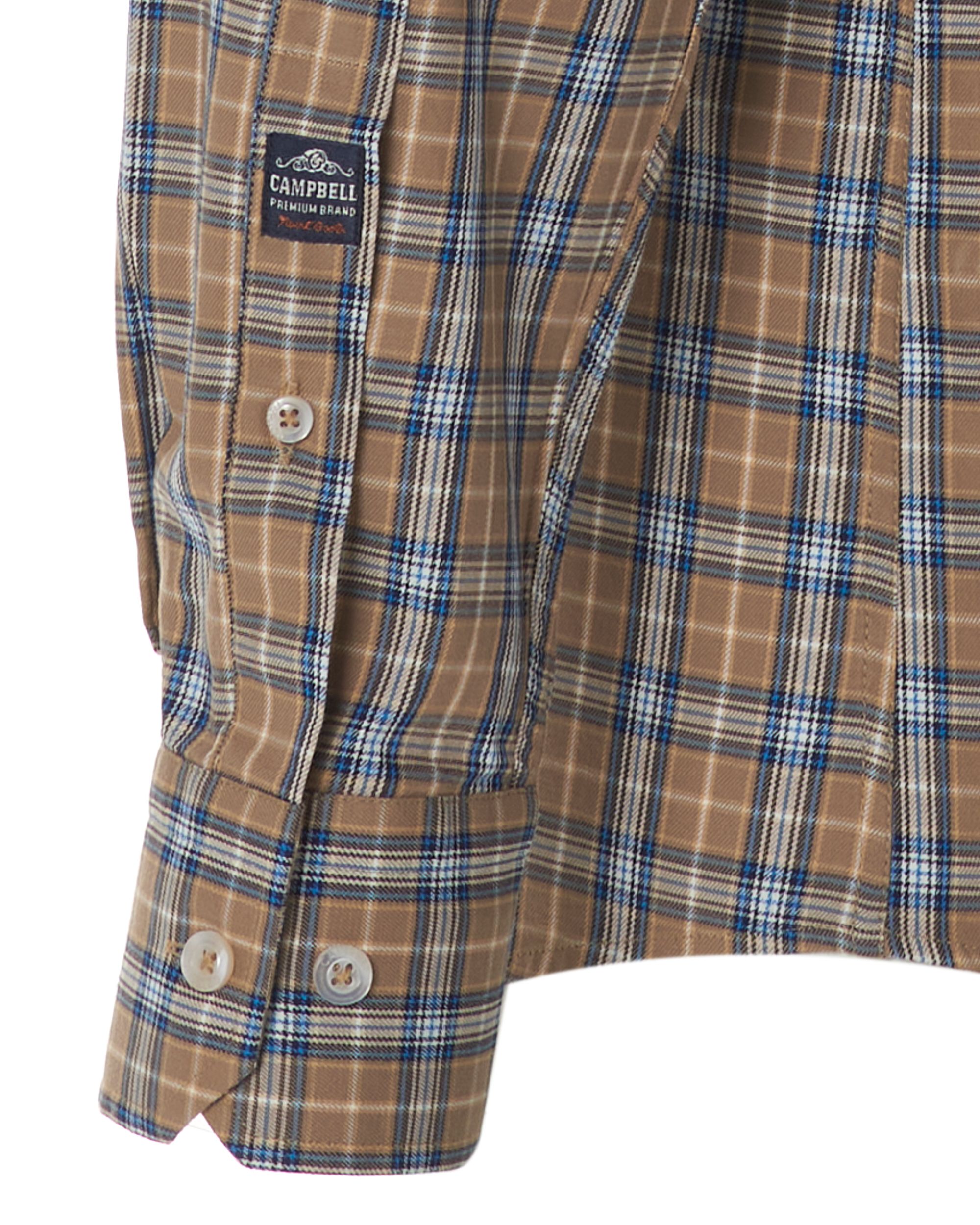 Campbell Casual Overhemd LM Beige kleine ruit 077710-008-L