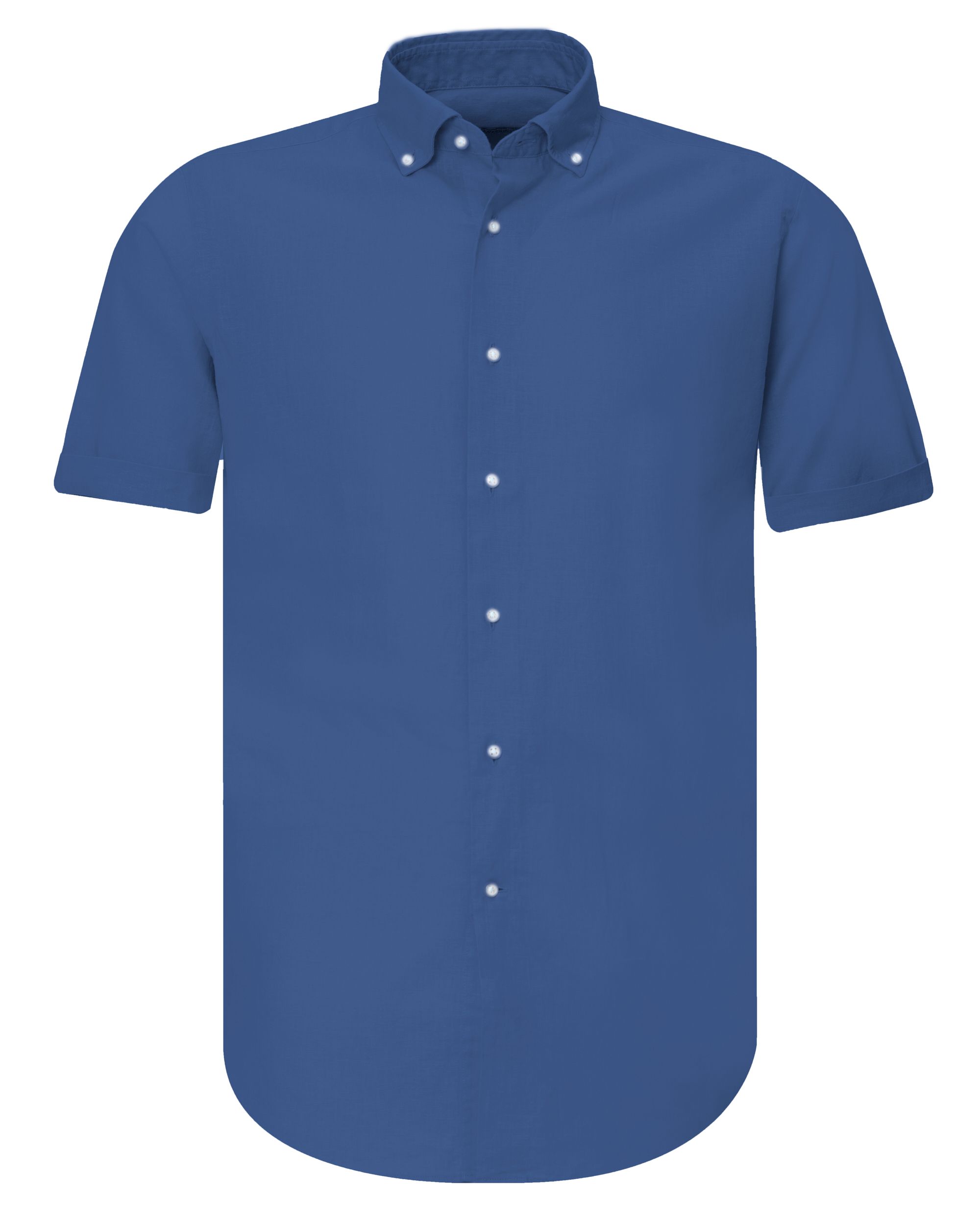 The BLUEPRINT Premium Casual Overhemd KM Middenblauw uni 077930-007-L