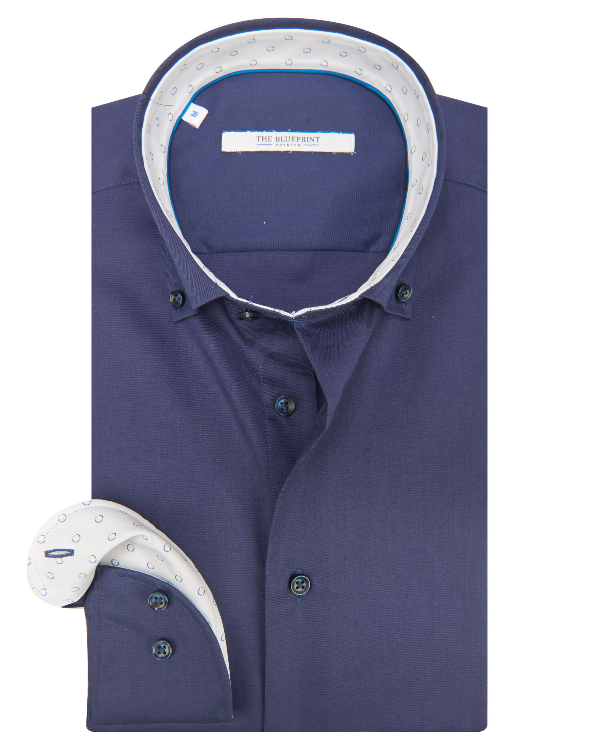 The BLUEPRINT Premium Trendy Overhemd LM Donkerblauw uni 078180-001-L