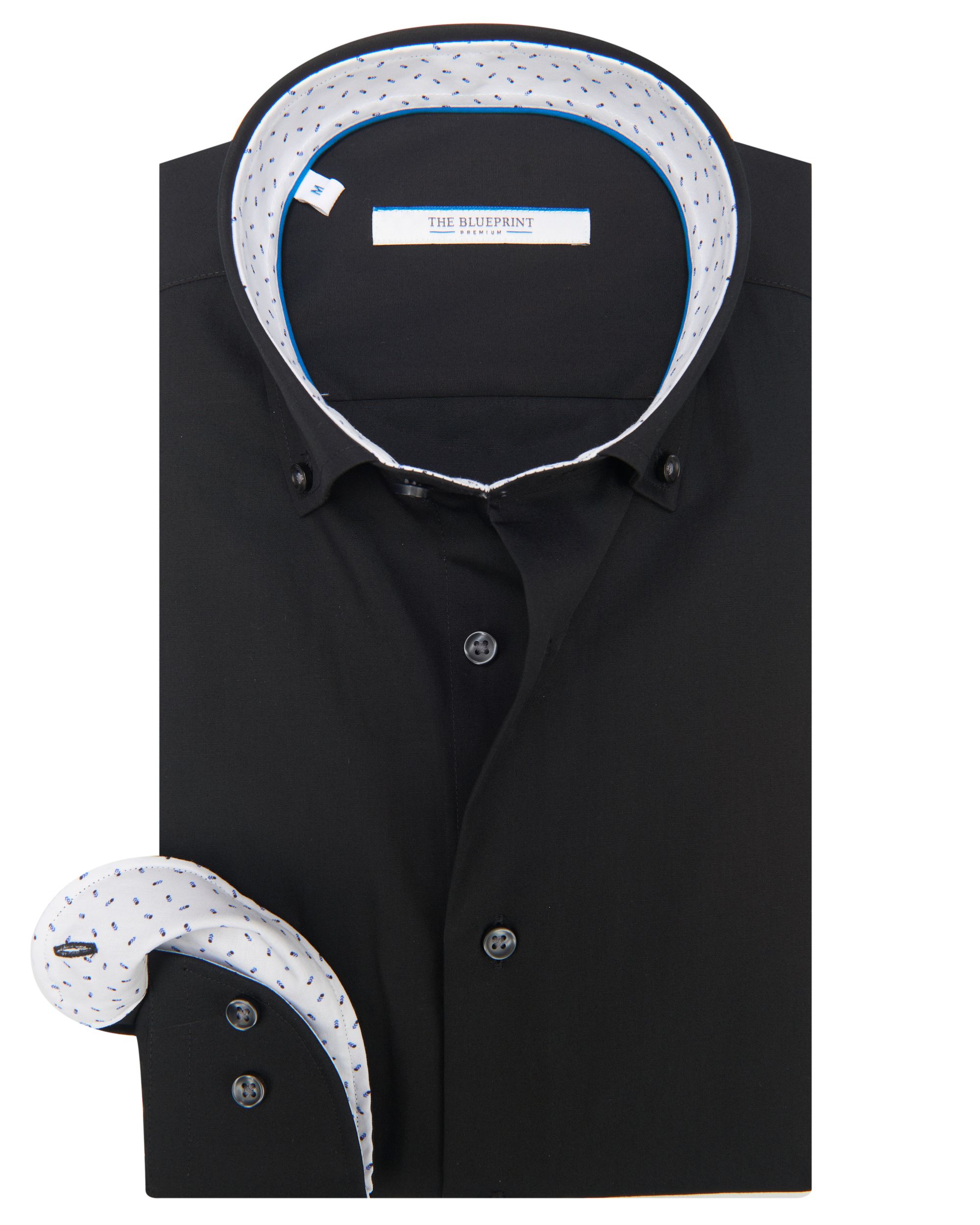 The BLUEPRINT Premium Trendy Overhemd LM Zwart uni 078181-001-L