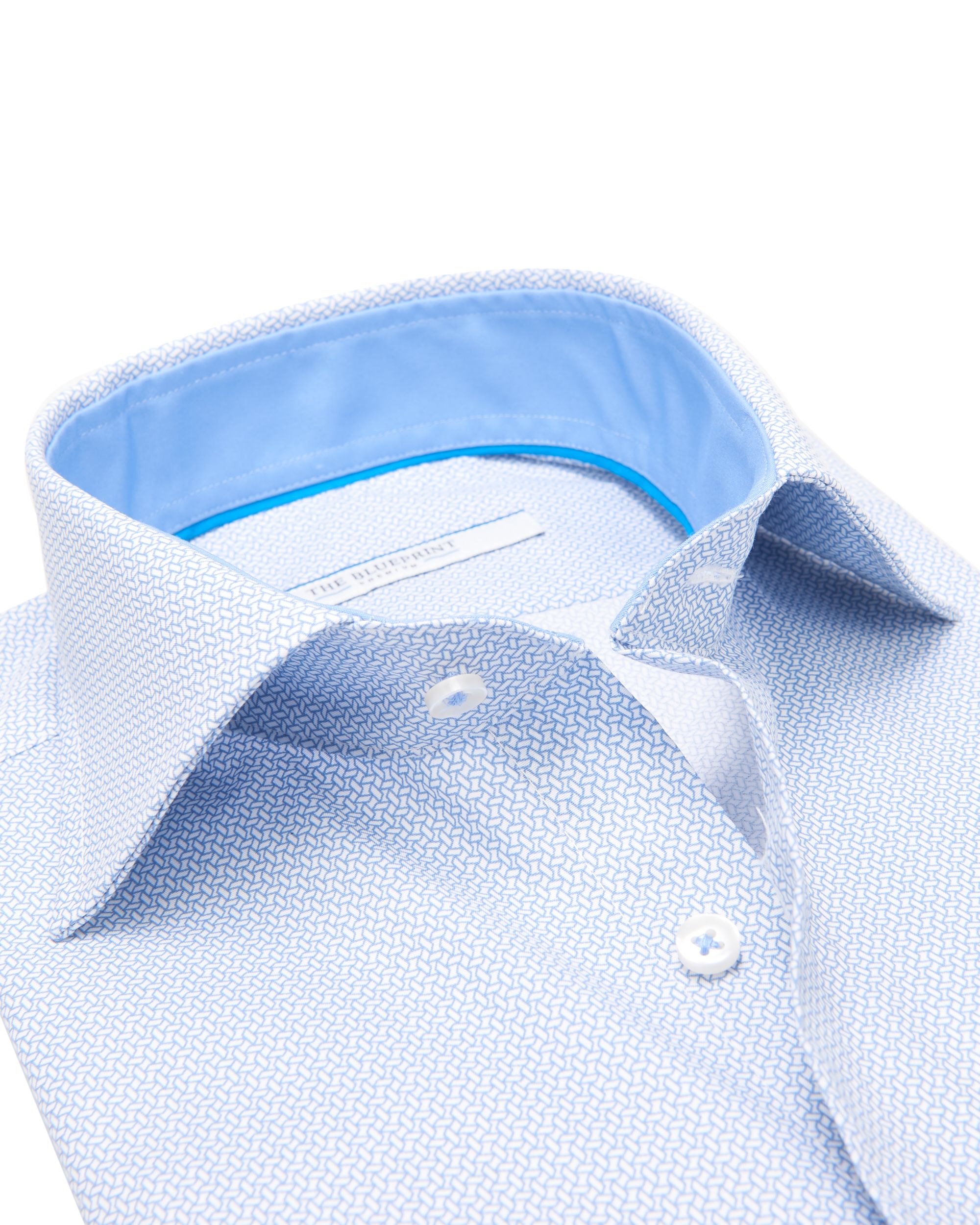 The BLUEPRINT Premium Trendy Overhemd LM Lichtblauw dessin 078182-001-L