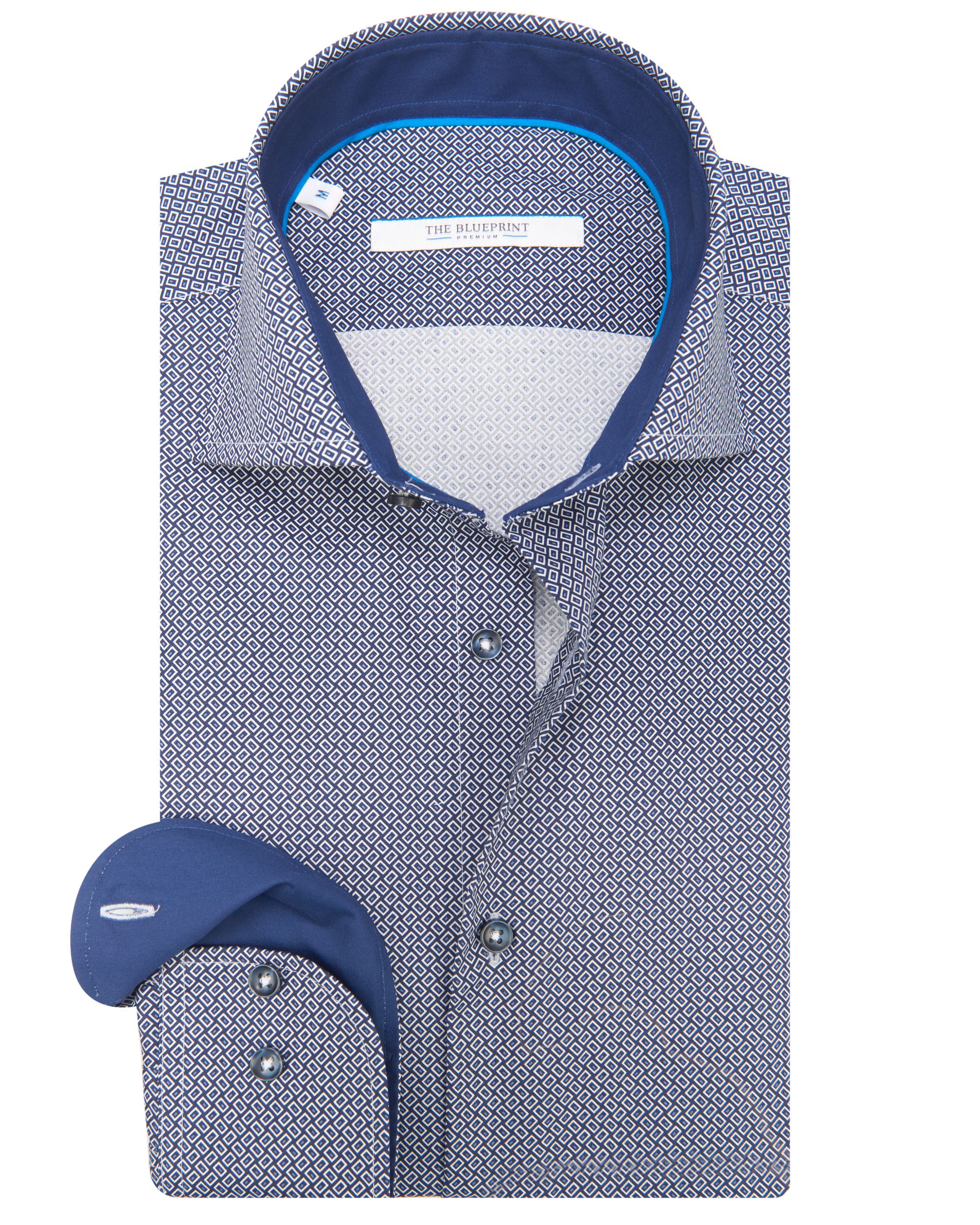 The BLUEPRINT Premium Trendy Overhemd LM Kobalt dessin 078183-001-L