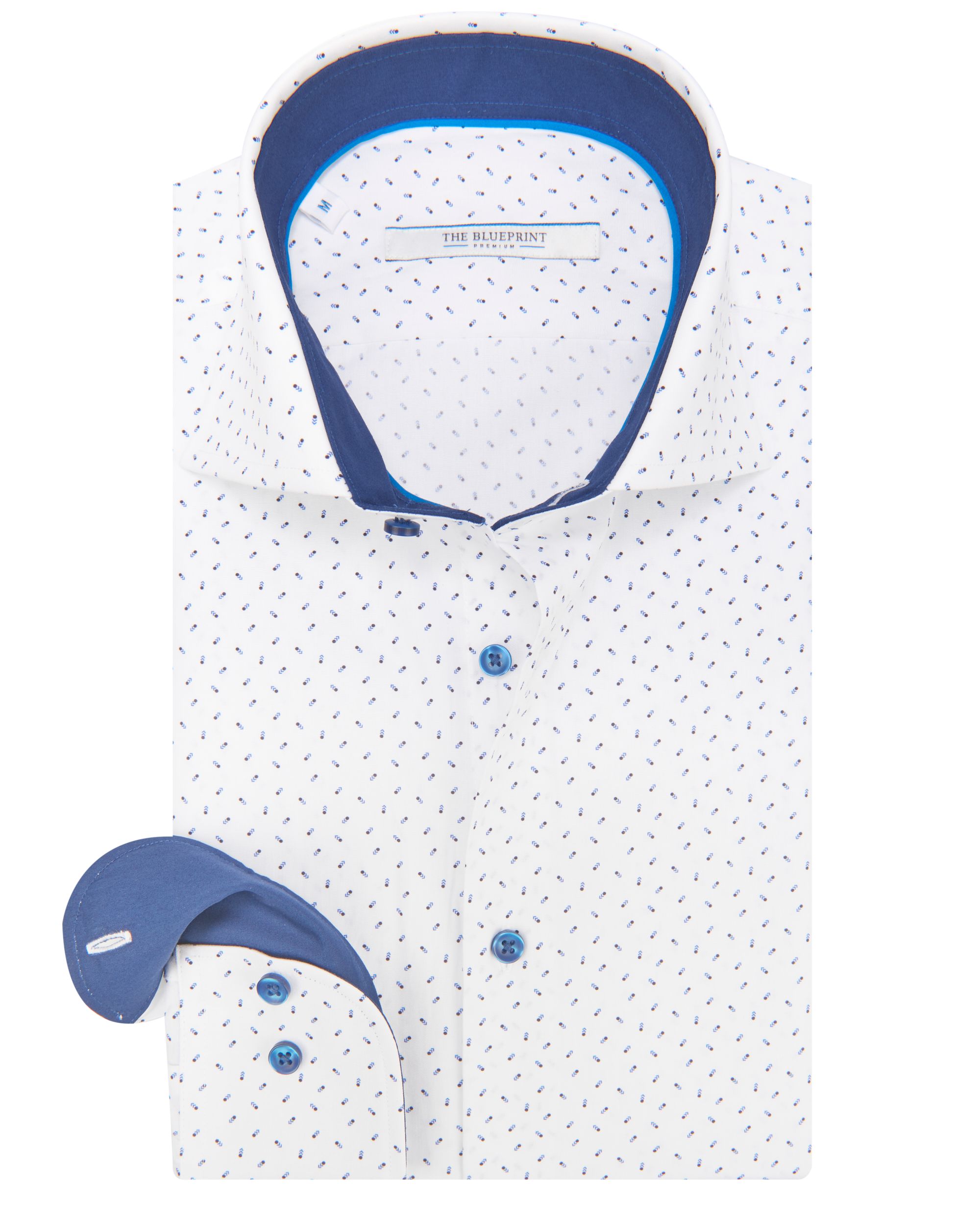 The BLUEPRINT Premium Trendy Overhemd LM Wit dessin 078185-001-L