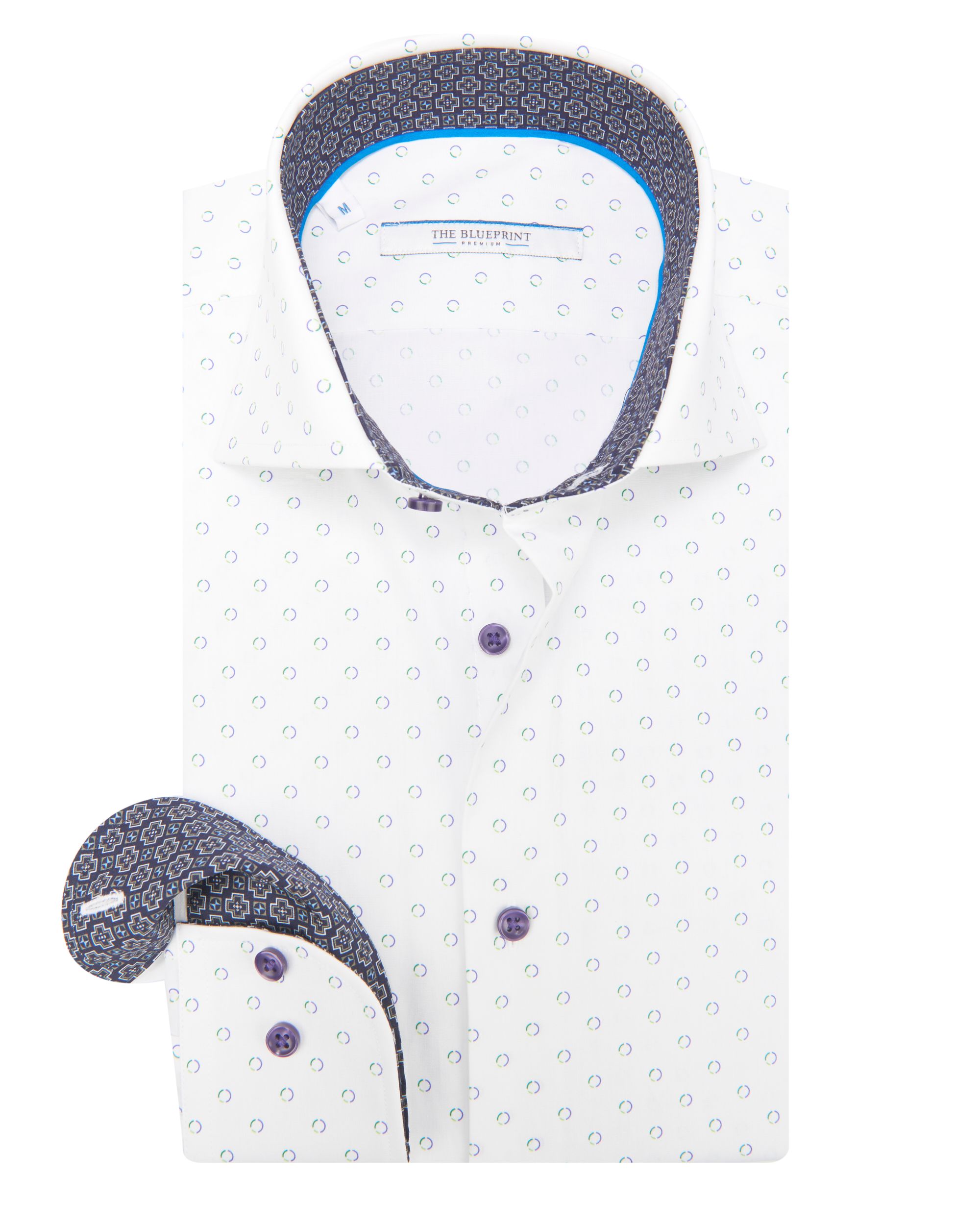 The BLUEPRINT Premium Trendy Overhemd LM Blauw stip 078186-001-L
