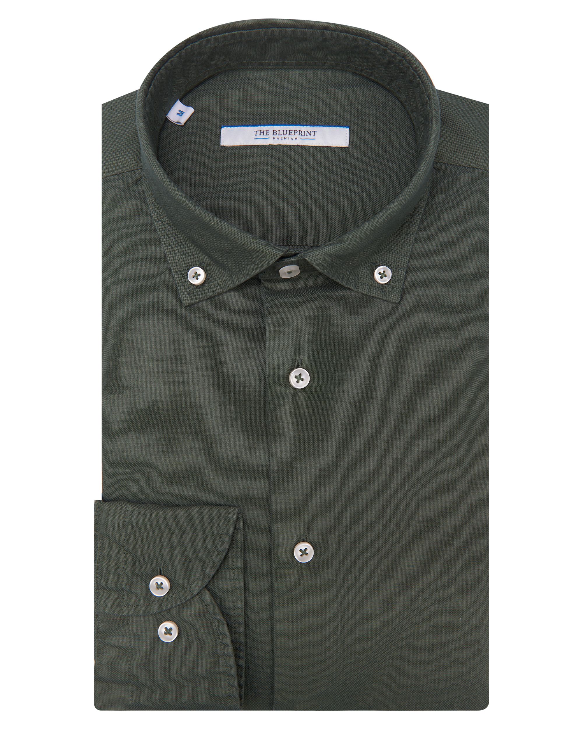 The BLUEPRINT Premium Trendy Overhemd LM Flessengroen uni 078401-003-L