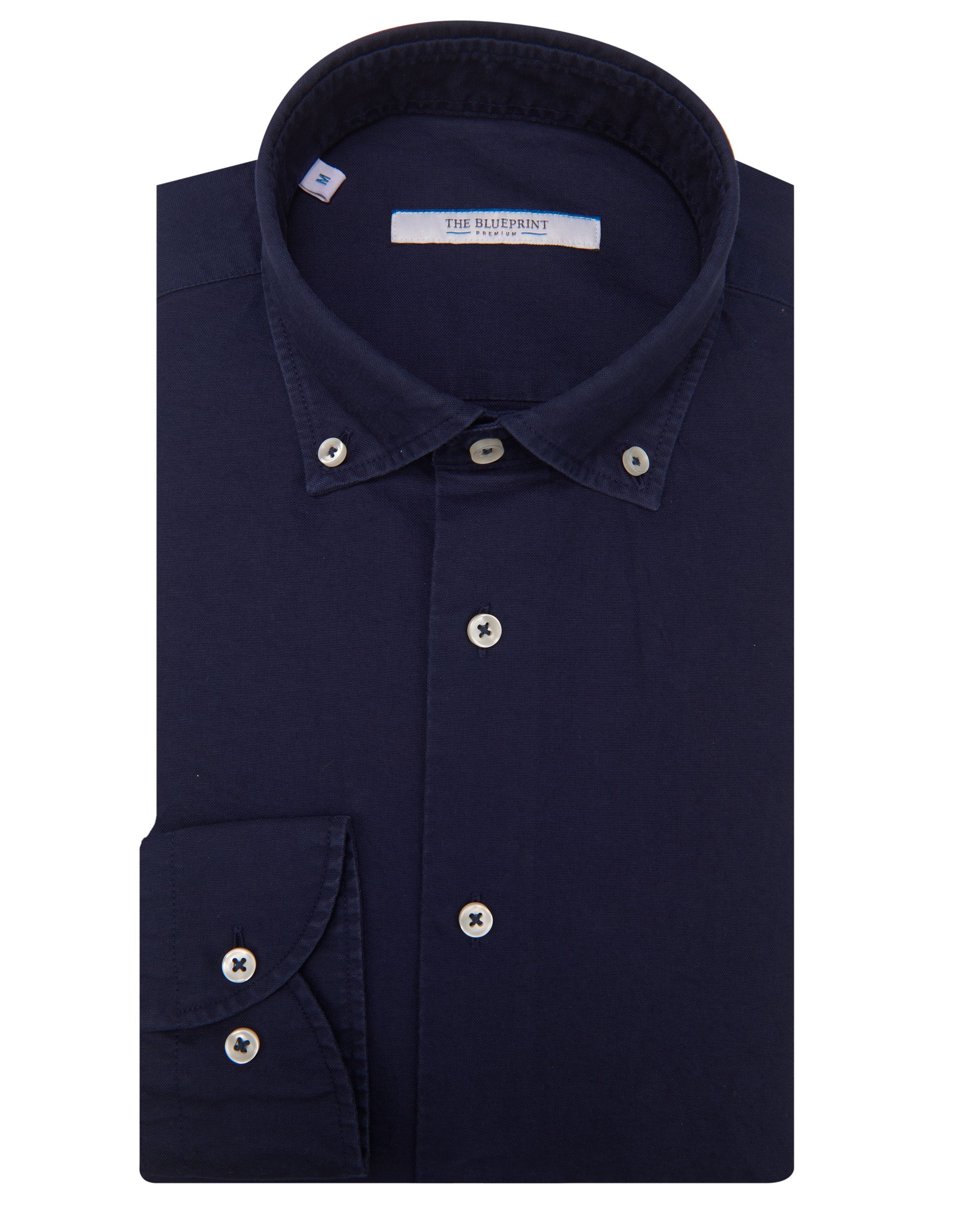 The BLUEPRINT Premium Trendy Overhemd LM Donkerblauw uni 078401-006-L
