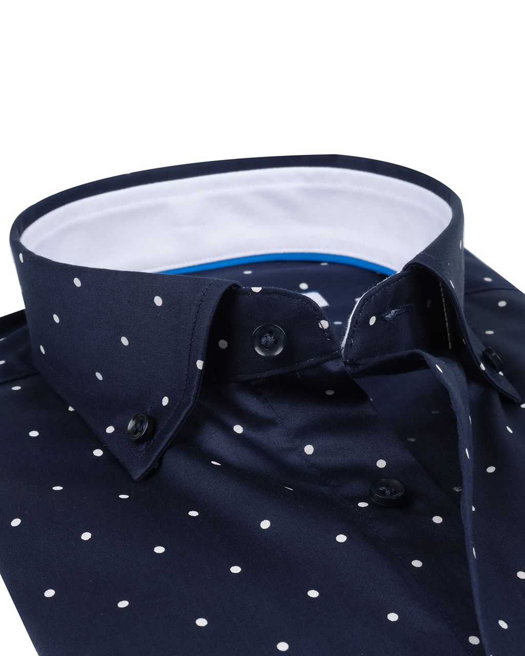 The BLUEPRINT Premium Trendy Overhemd LM Donkerblauw stip 078402-001-L