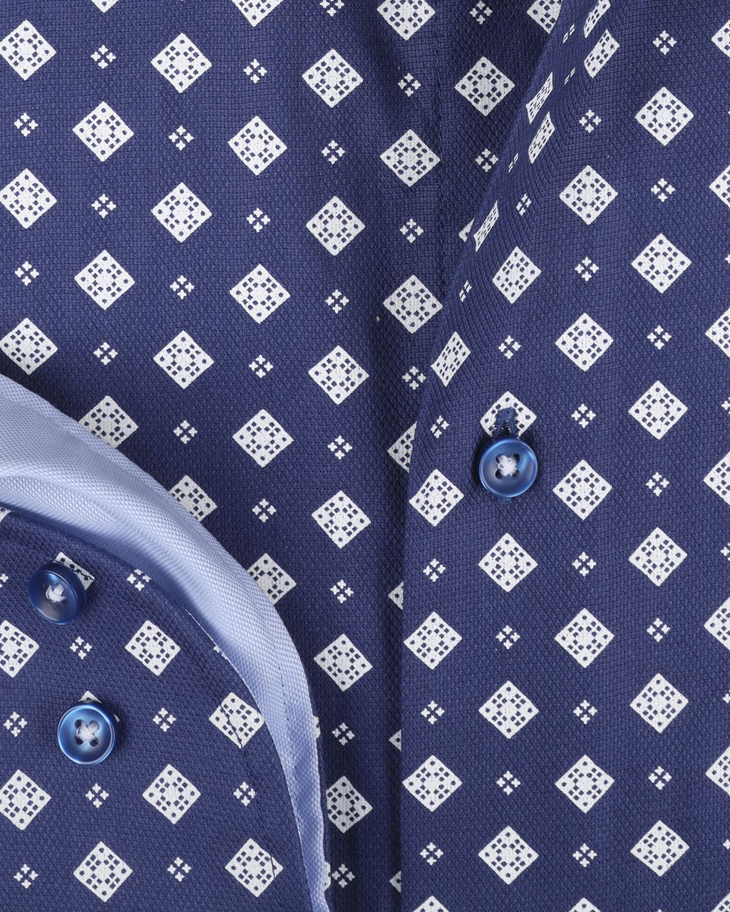 The BLUEPRINT Premium Trendy Overhemd LM Donkerblauw dessin 078404-001-L