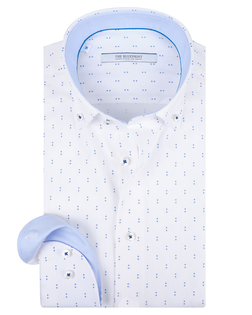 The BLUEPRINT Premium Trendy Overhemd LM Wit dessin 078406-001-L