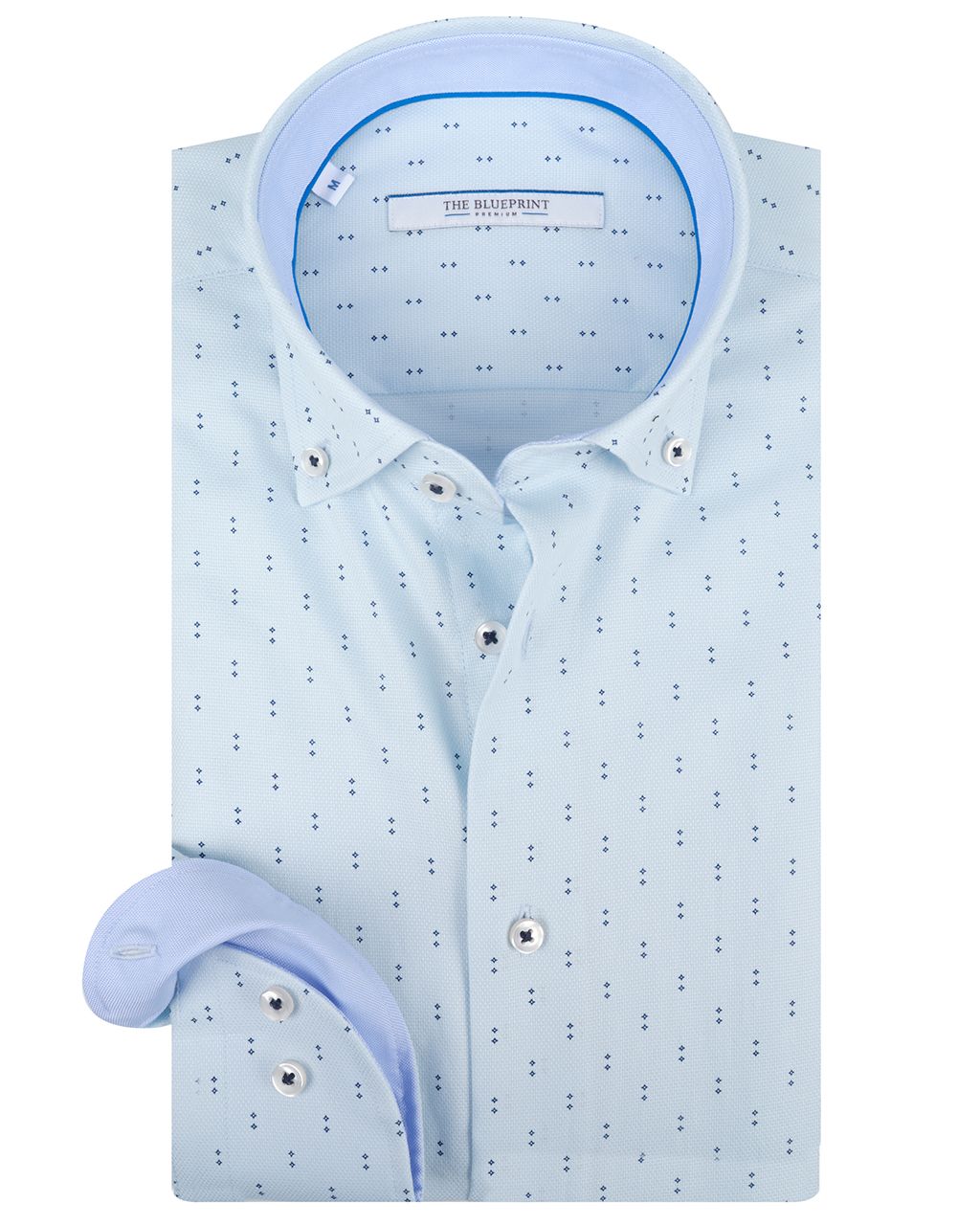 The BLUEPRINT Premium Trendy Overhemd LM Lichtblauw dessin 078407-001-L
