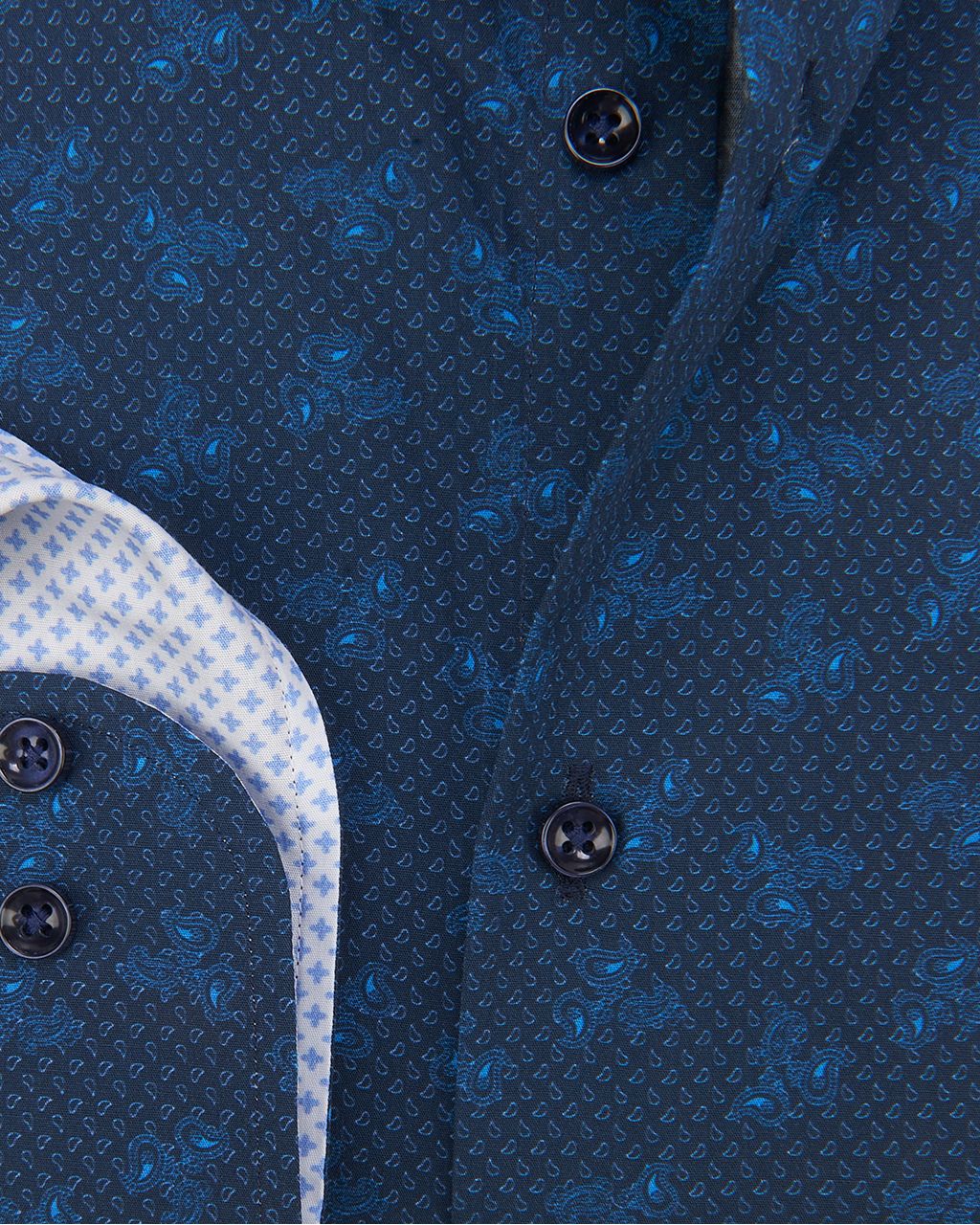 The BLUEPRINT Premium Trendy overhemd LM Donkerblauw dessin 078636-001-L