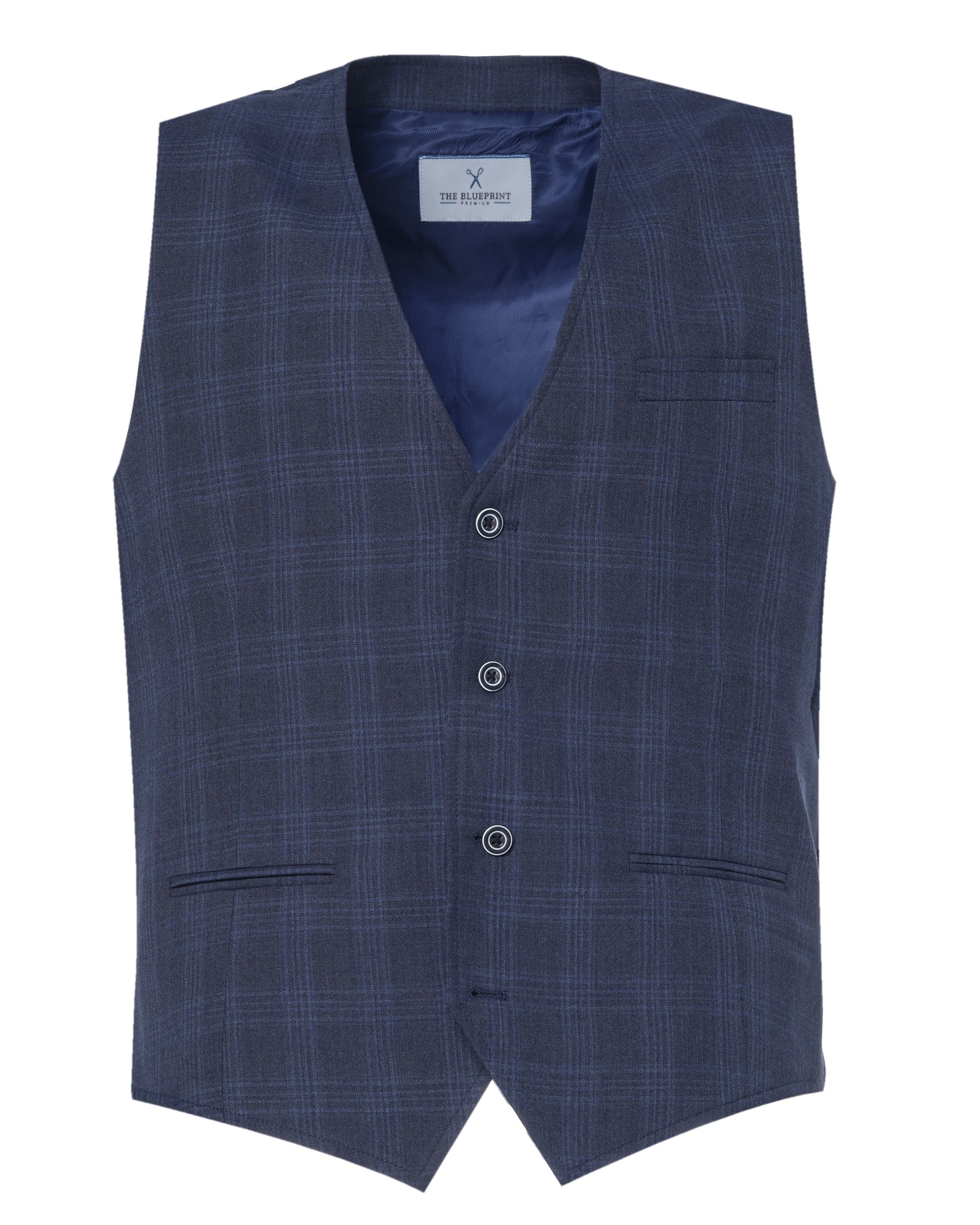 The BLUEPRINT Premium Gilet Donkerblauw grote ruit 078641-001-46