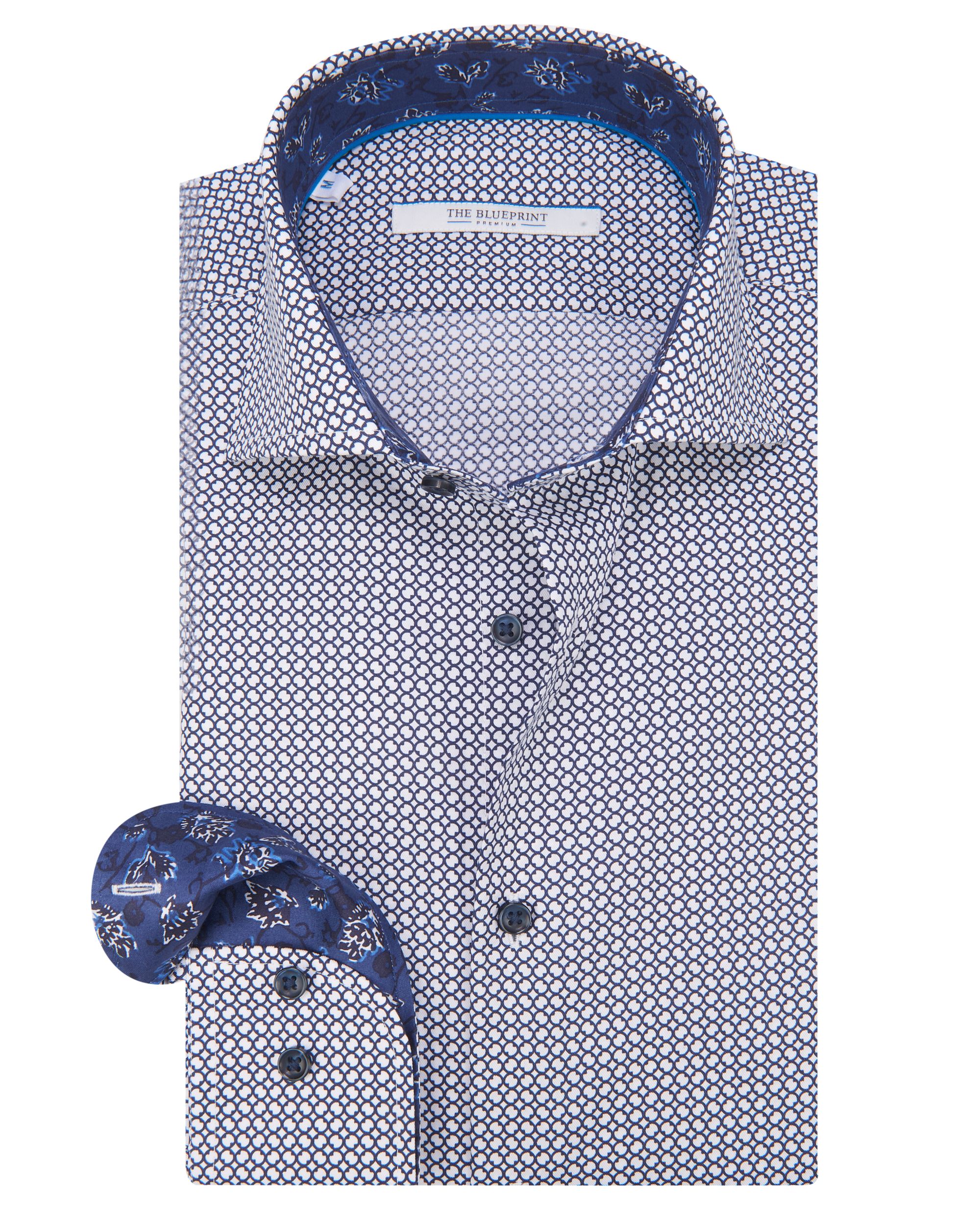 The BLUEPRINT Premium Trendy overhemd LM Wit dessin 078644-001-L