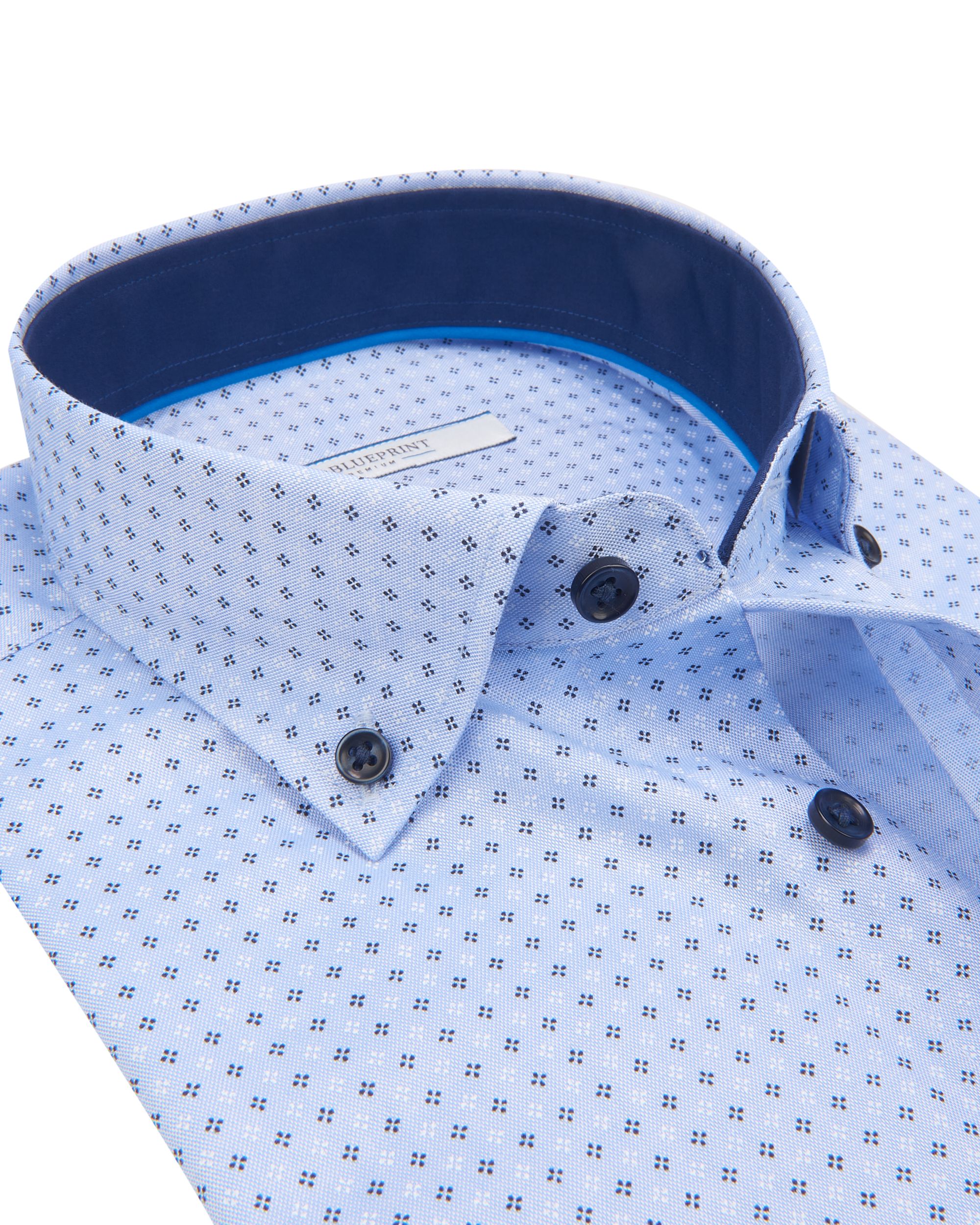 The BLUEPRINT Premium Trendy overhemd LM Lichtblauw dessin 078648-001-L